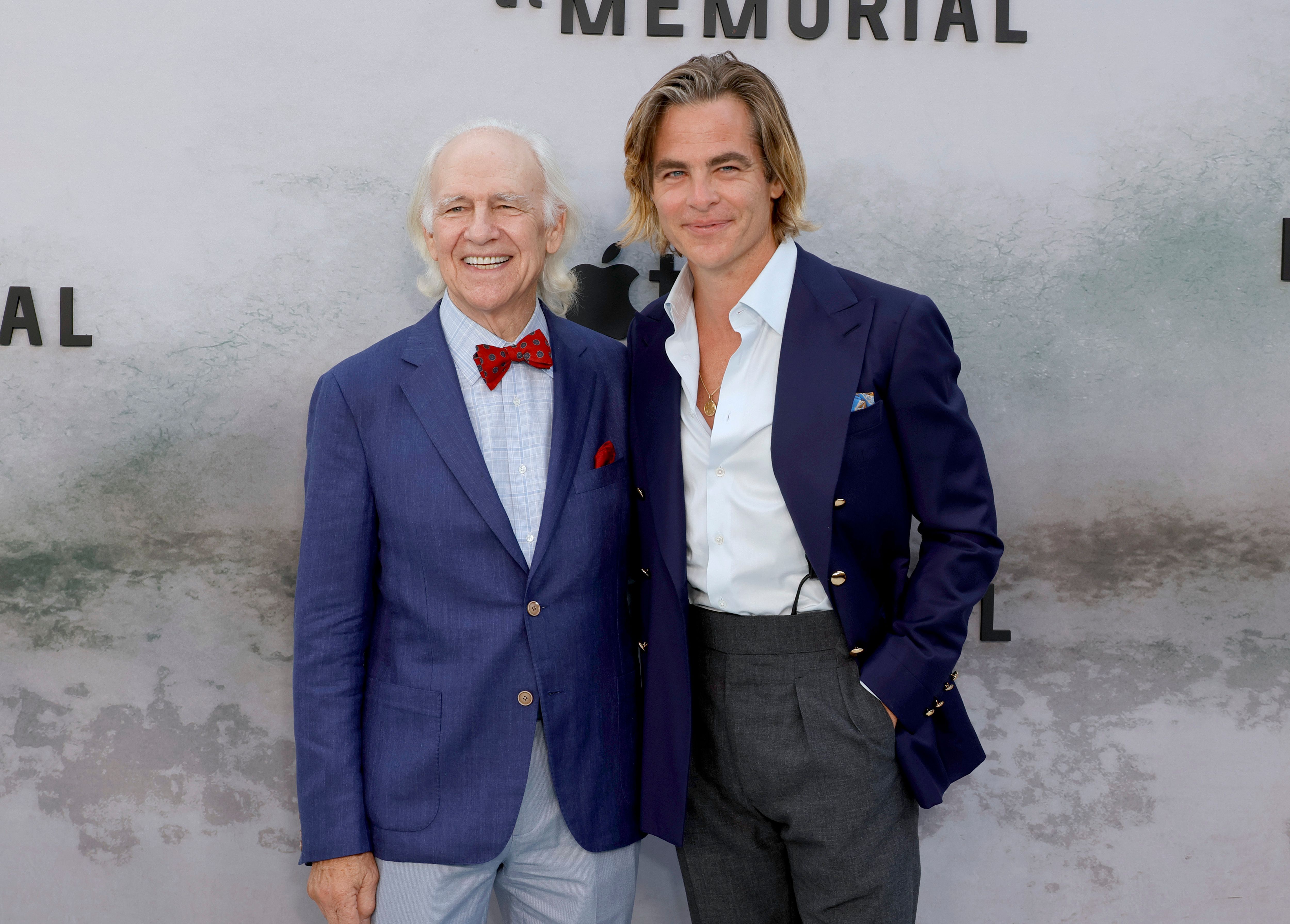 Robert Pine and Chris Pine at the Apple TV+ limited series "Five Days At Memorial" red carpet event on August 8, 2022, in Los Angeles, California. | Source: Getty Images