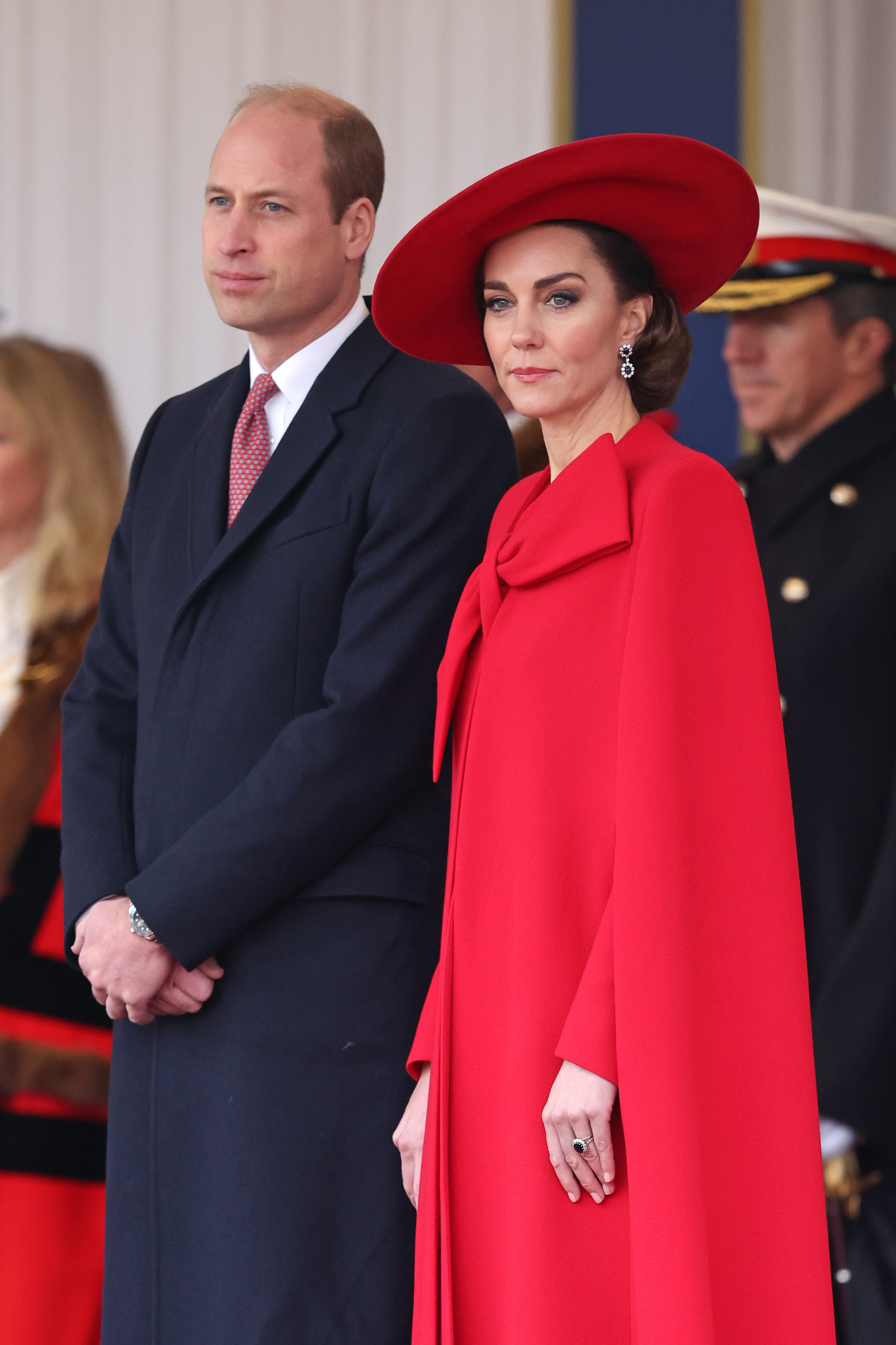 Prince William and Princess Kate attend a ceremonial welcome for The President and the First Lady of the Republic of Korea at Horse Guards Parade on November 21, 2023, in London, England | Source: Getty Images