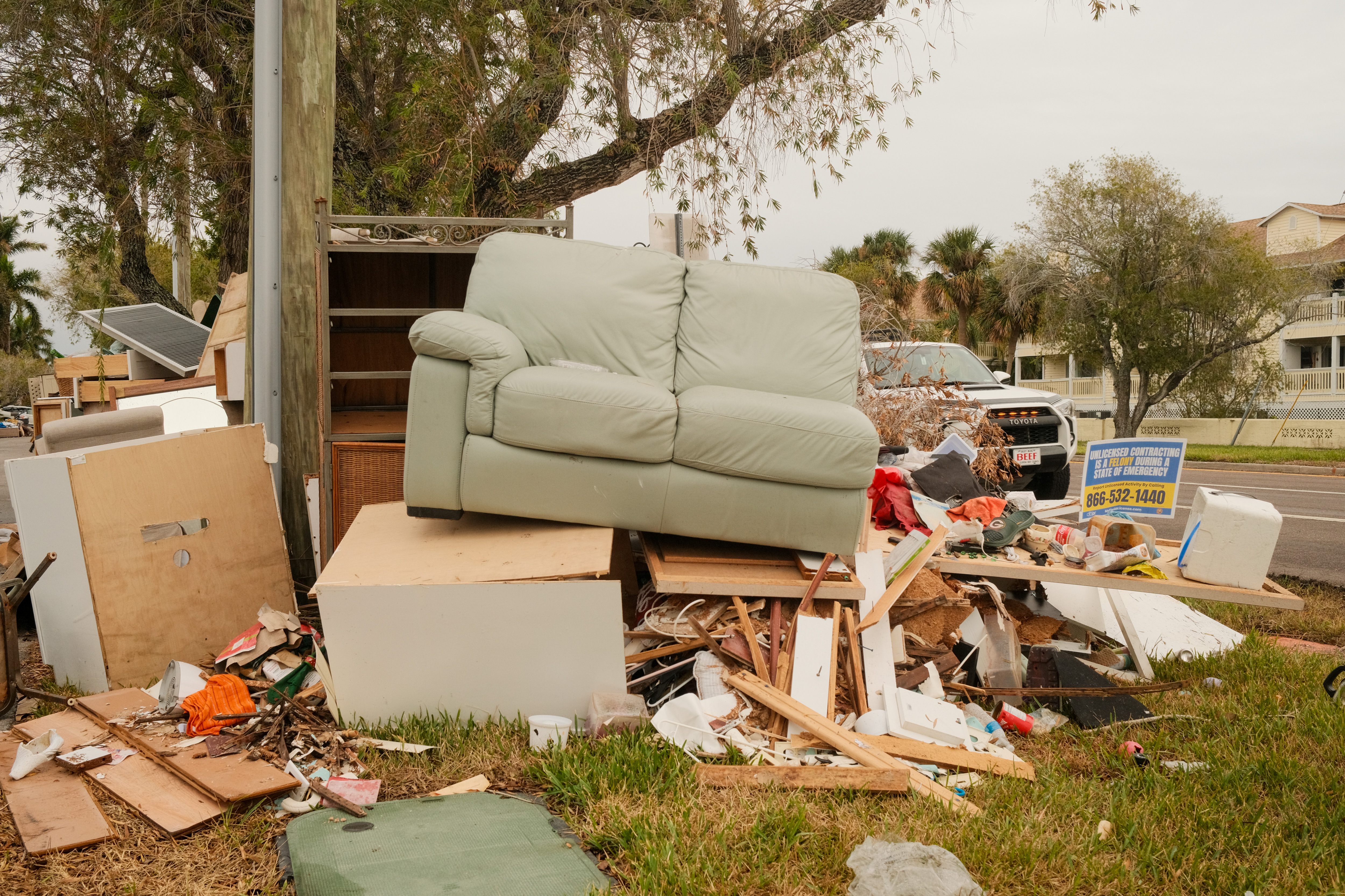 Piles of debris from Hurricane Helene remain uncollected ahead of Hurricane Miltons expected landfall, on October 7, 2024 | Source: Getty Images