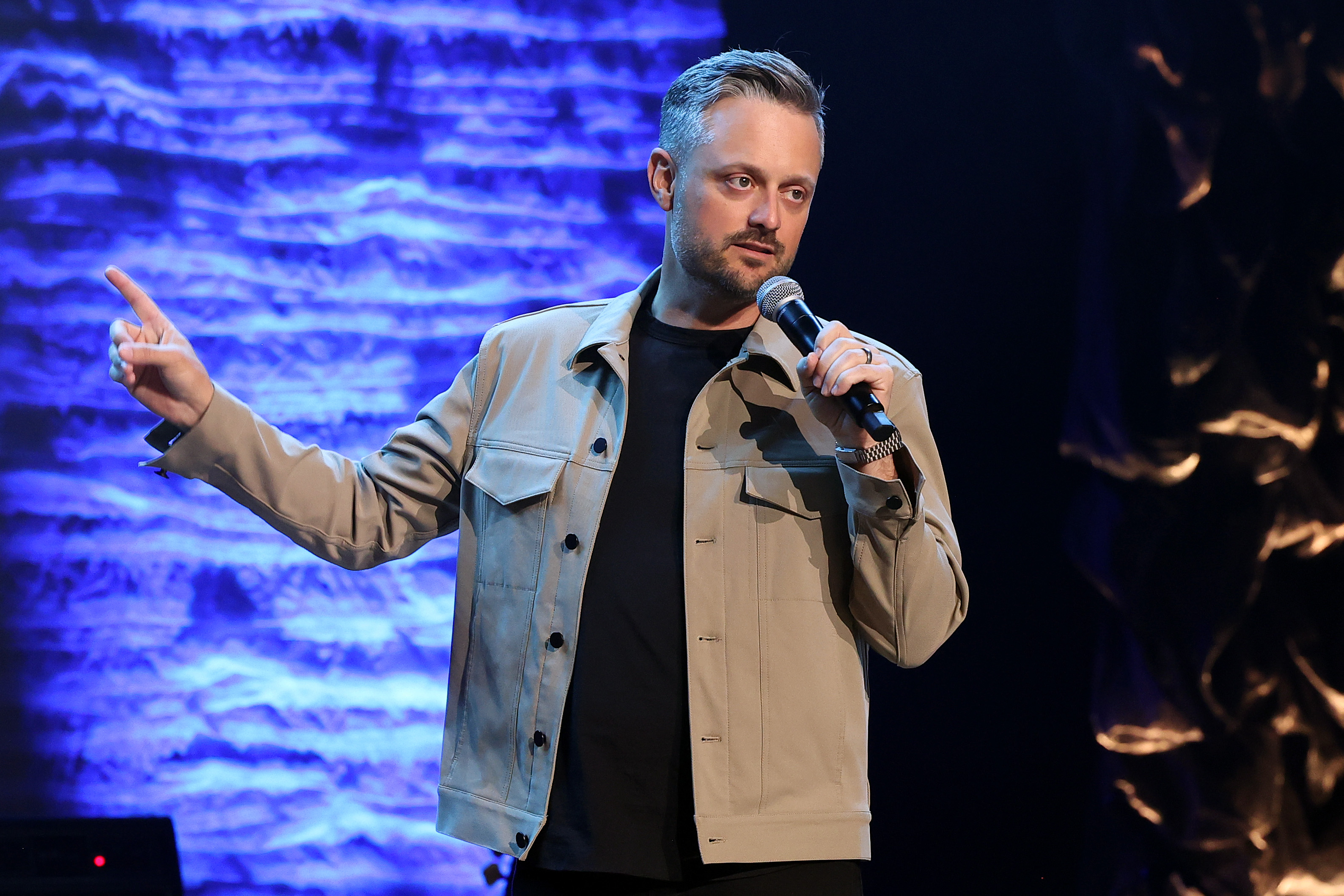 Nate Bargatze speaks onstage at The Fisher Center for the Performing Arts on April 26, 2023, in Nashville, Tennessee. | Source: Getty Images