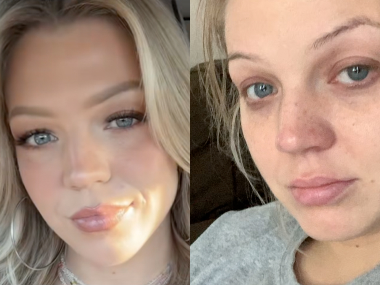 A TikToker's before-and-after photos: single vs. in a relationship. | Source: TikTok/jessicatackett1