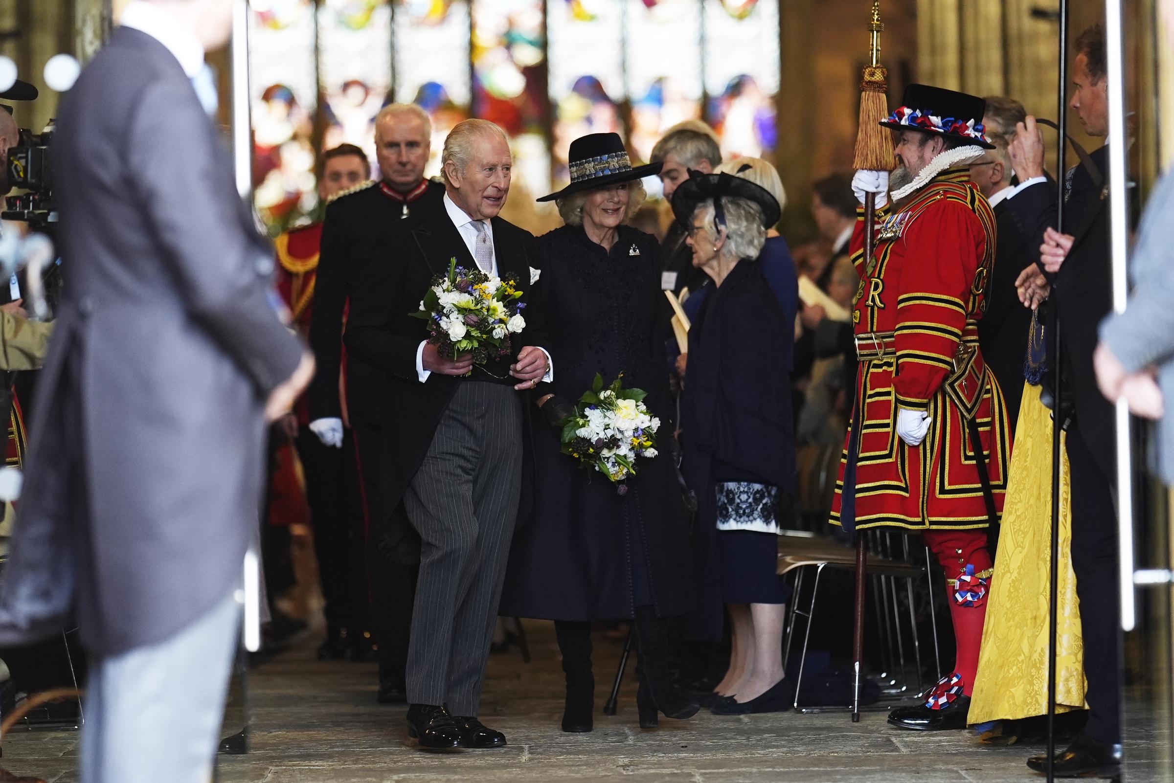 King Charles III and Queen Camilla at the Royal Maundy Service at St Asaph Cathedral on 2 April 2026 in St Asaph, Wales. | Source: Getty Images