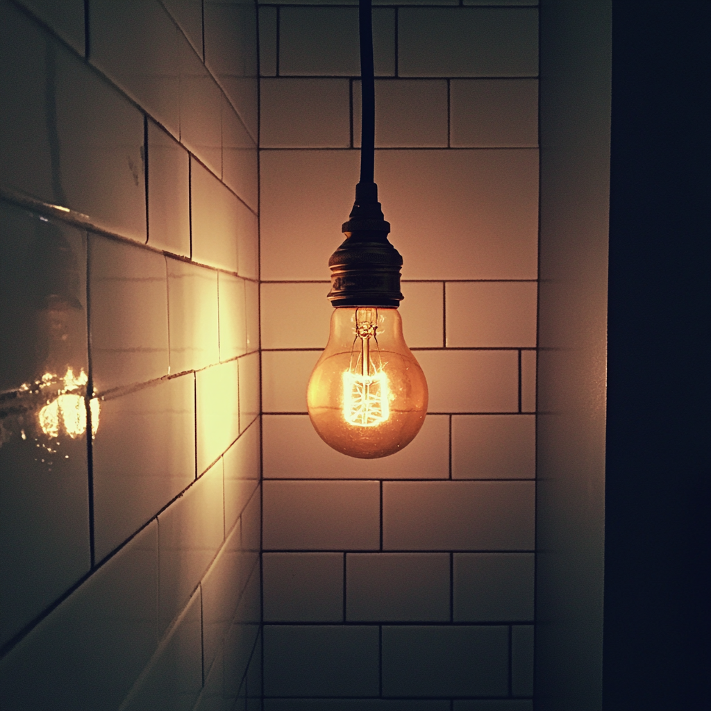 A lightbulb in a bathroom | Source: Midjourney