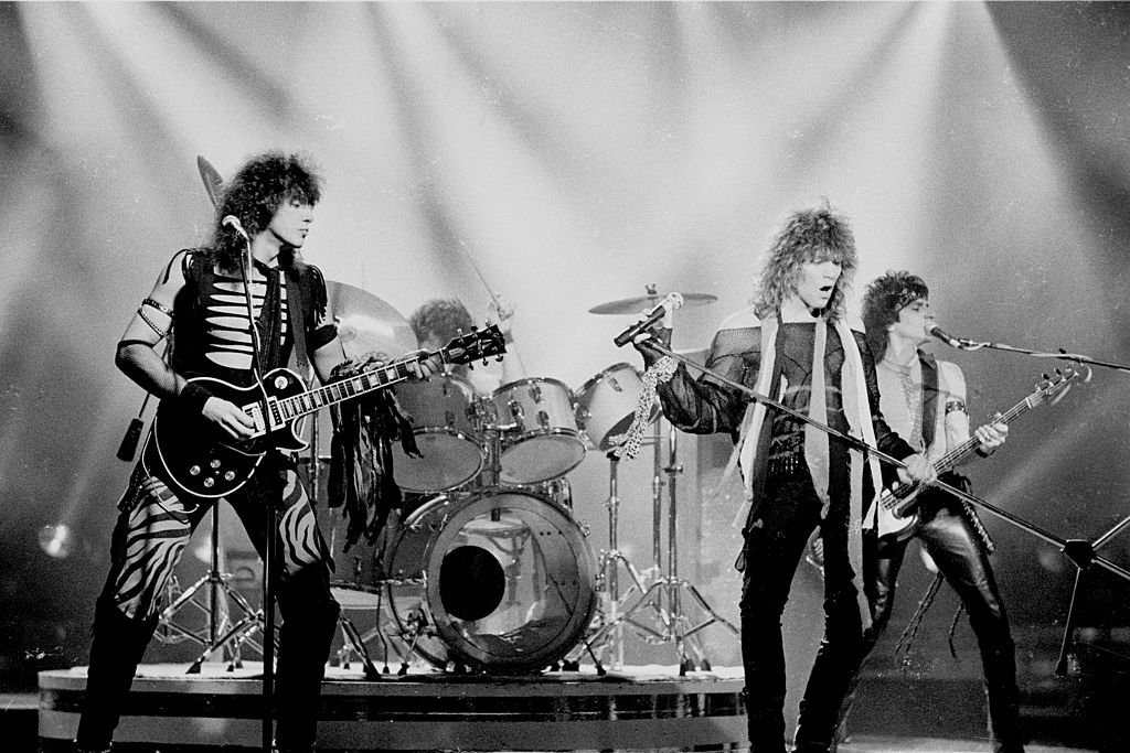 Bon Jovi's Richie Sambora, Tico Torres, Jon Bon Jovi, Alec John Such, perform onstage on April 4, 1984, in Los Angeles, California. | Source: Getty Images