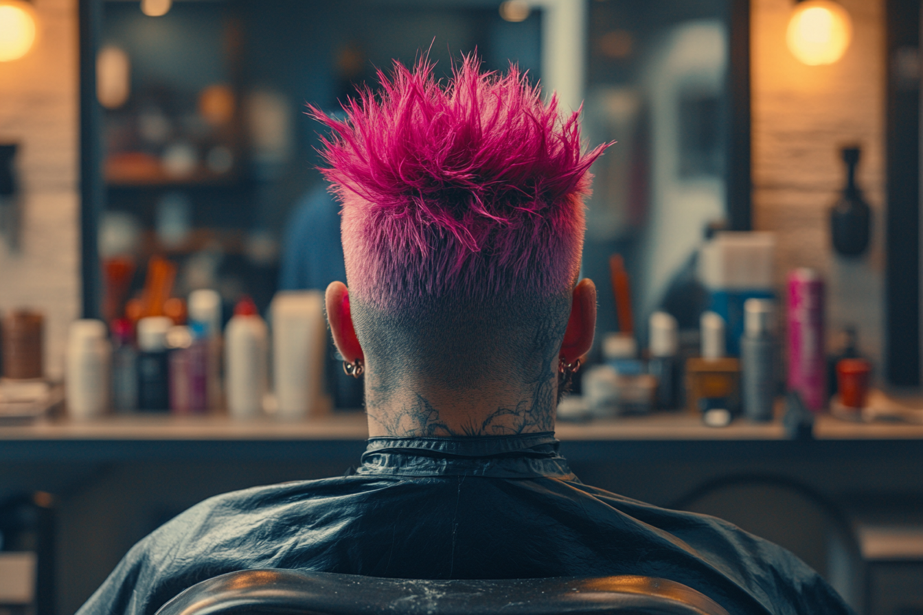 A man with neon pink hair | Source: Midjourney