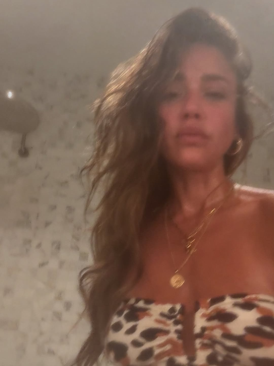 Jessica Alba in the sauna on her vacation from her carousel dated June 1, 2025 | Source: Instagram/jessicaalba