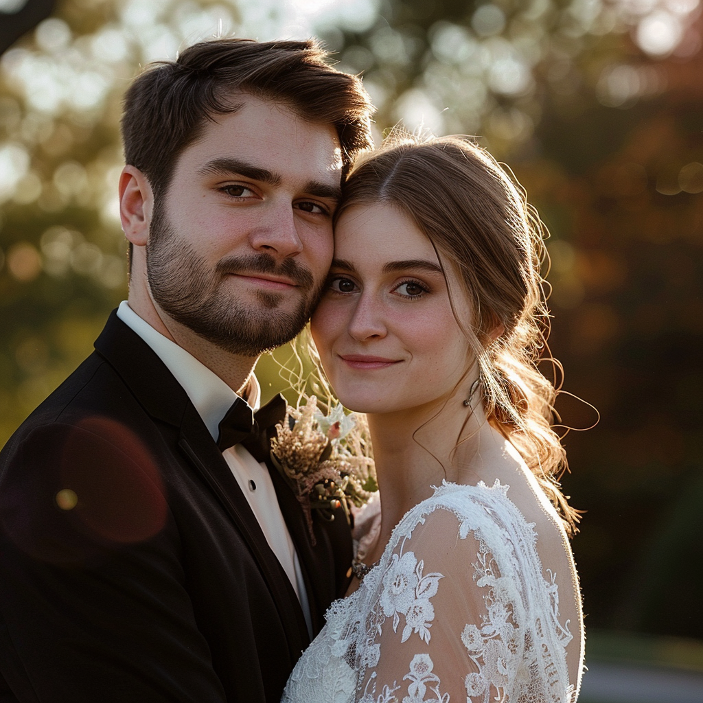 A bride and groom hugging | Source: Midjourney