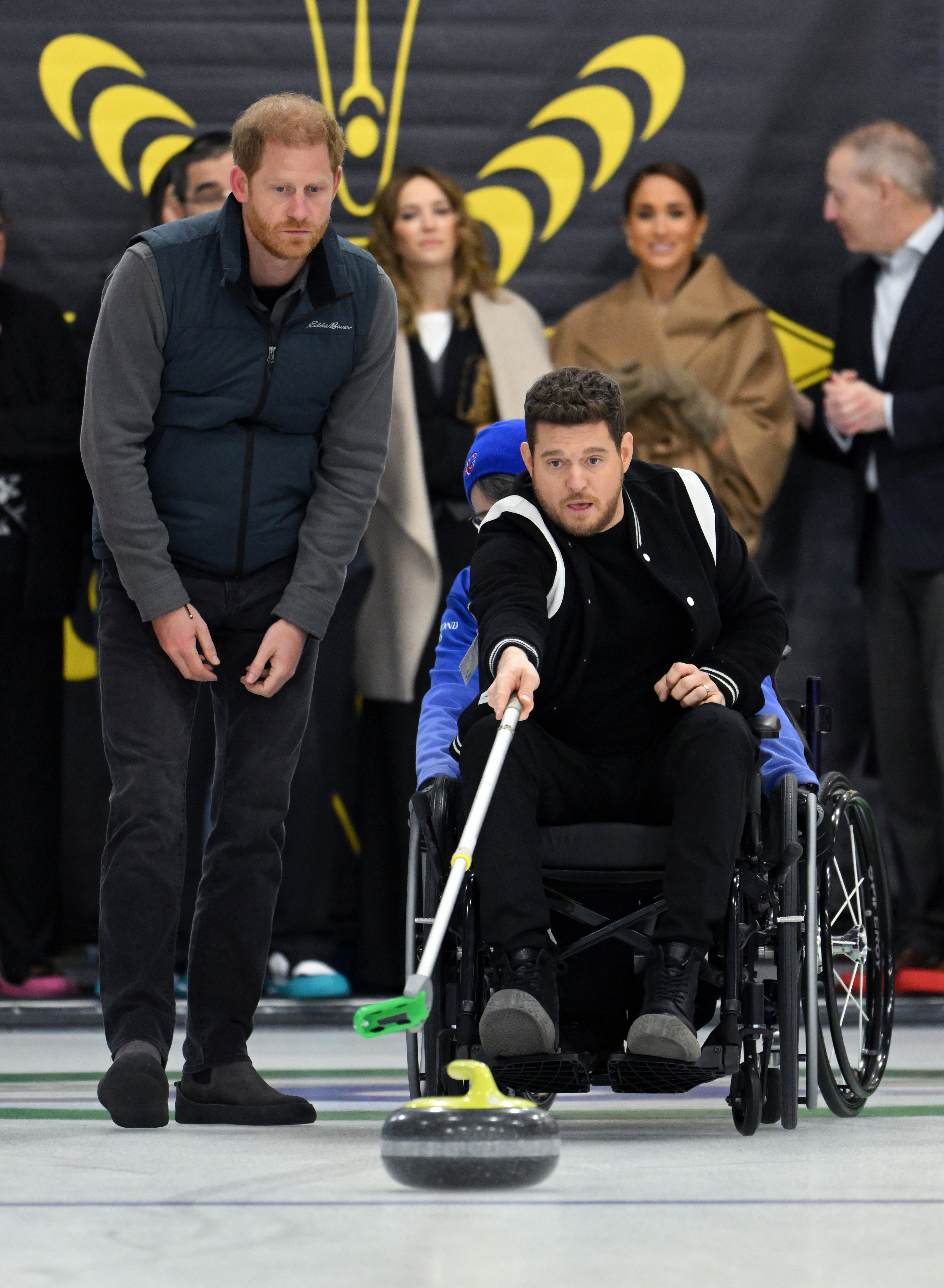 Prince Harry and Michael Bublé at the Invictus Games Vancouver Whistler 2025's One Year To Go Winter Training Camp | Source: Getty Images