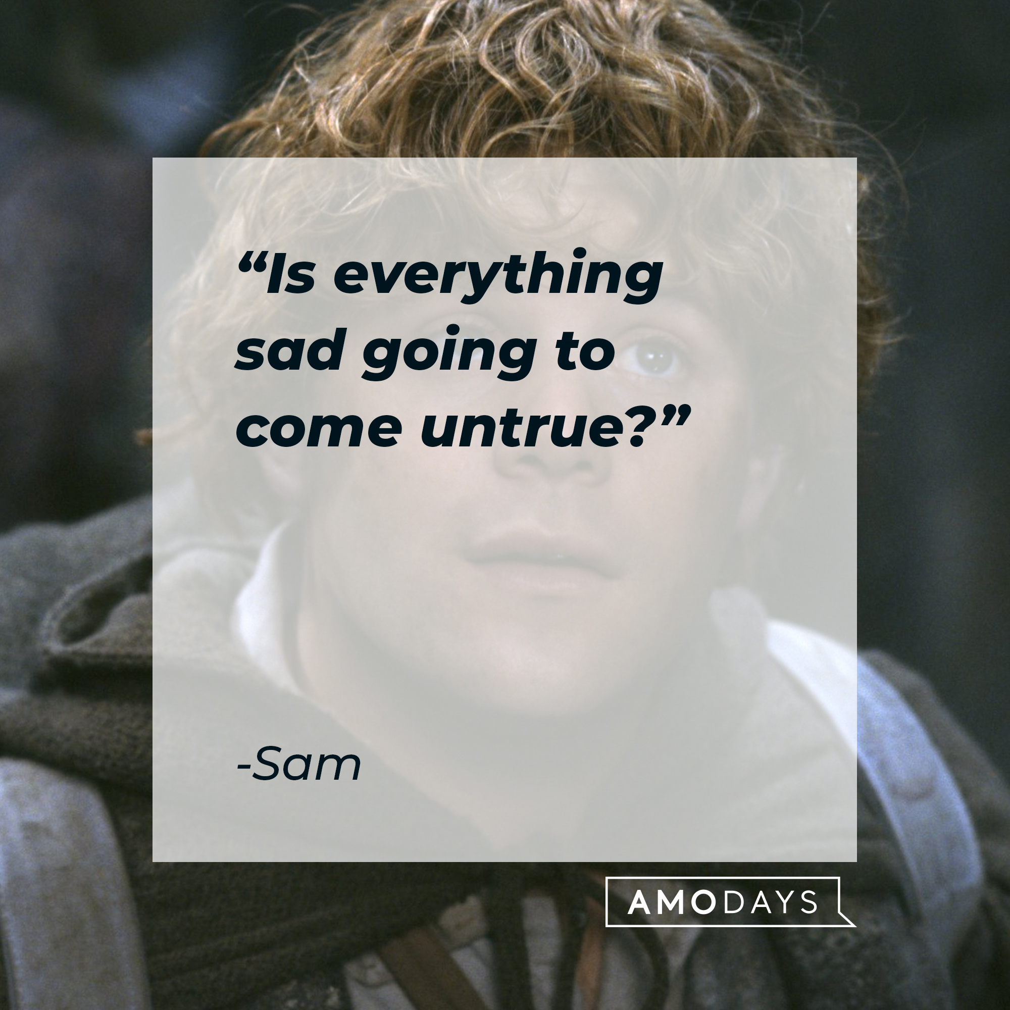 Sam's quote: “Is everything sad going to come untrue?” | Source: facebook.com/lordoftheringstrilogy