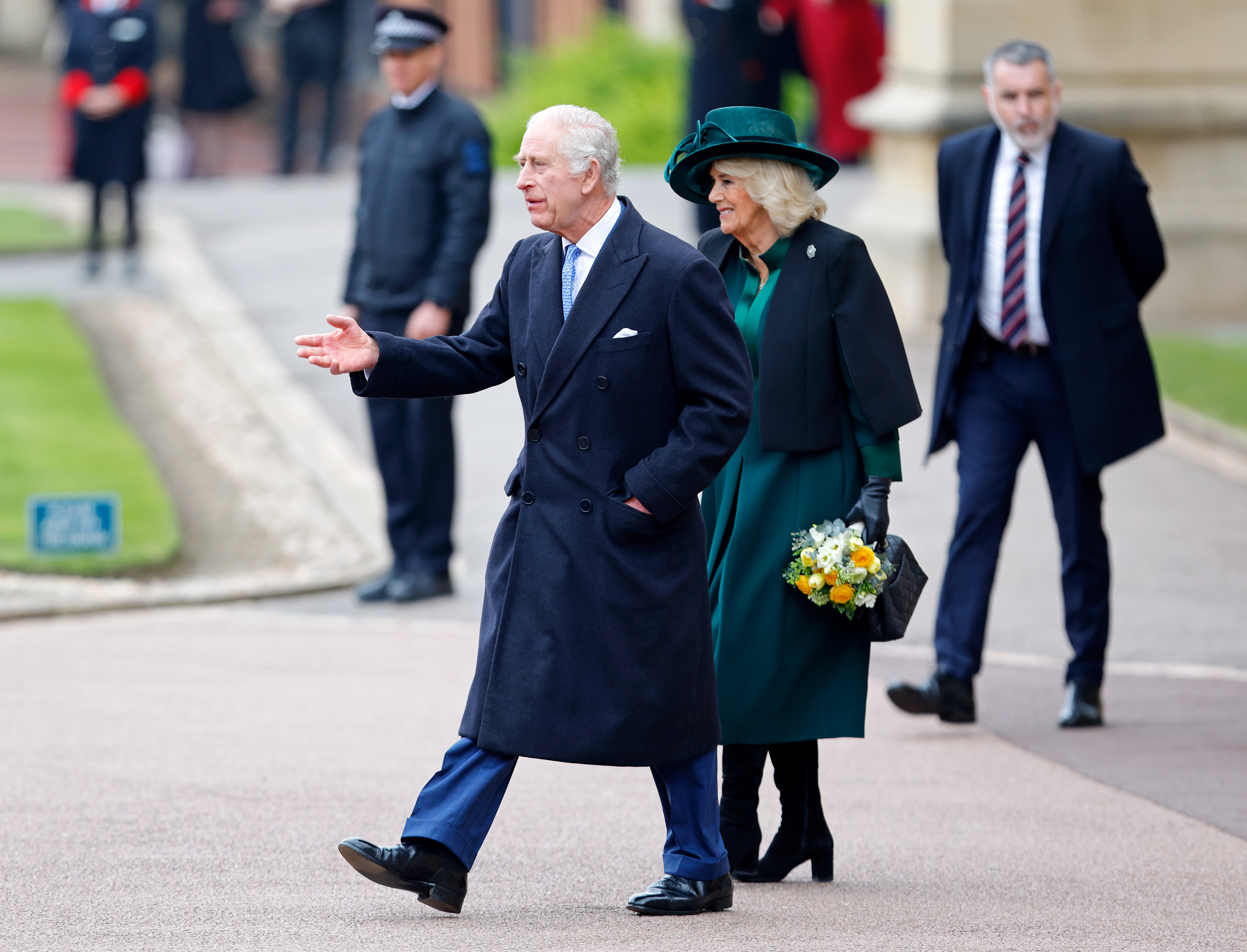 King Charles III and Queen Camilla attend the Easter Sunday Service at St George's Chapel, Windsor Castle on March 31, 2024 in Windsor, England. | Source: Getty Images