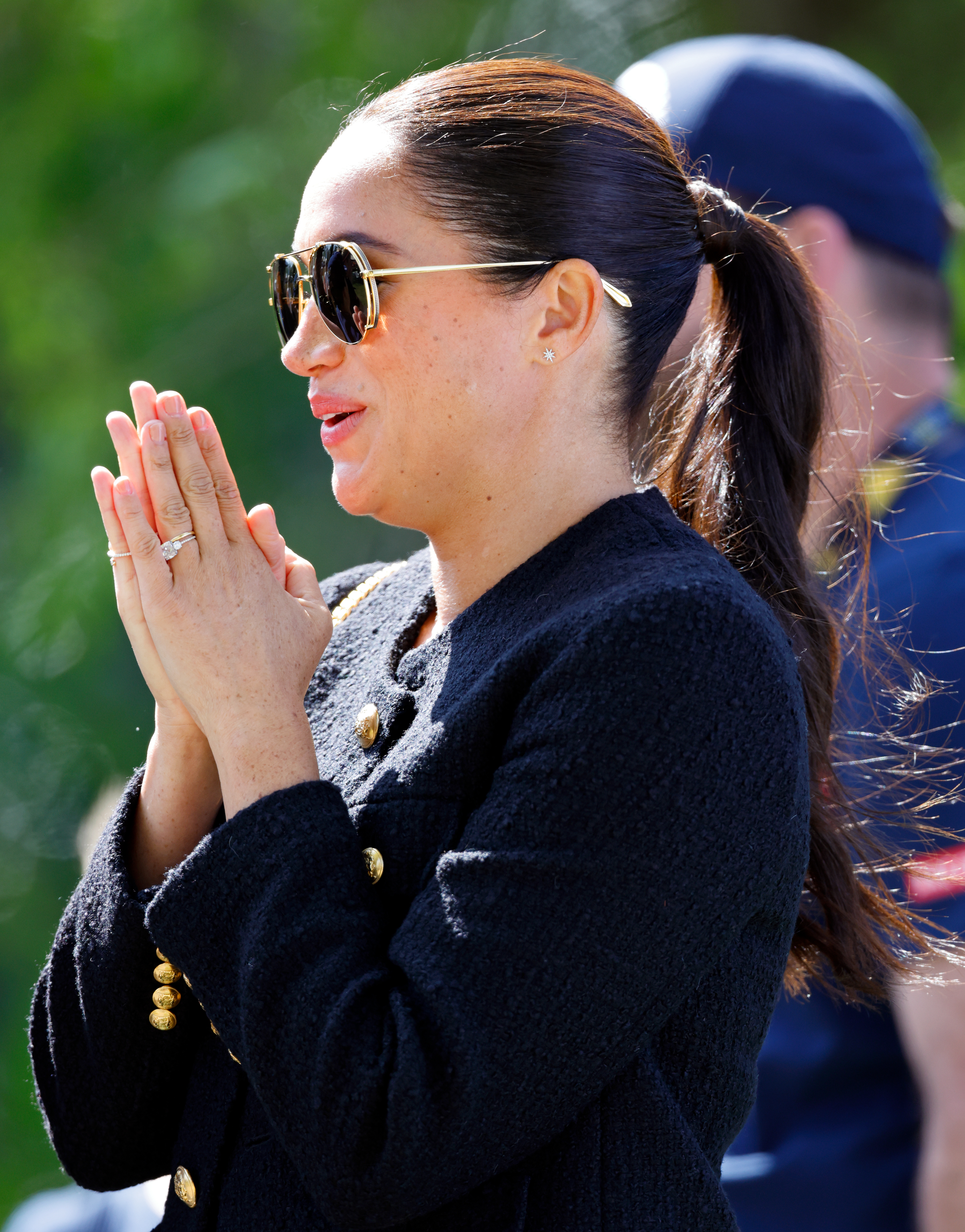Meghan, Duchess of Sussex watches the Land Rover Driving Challenge, on day 1 of the Invictus Games 2020 at Zuiderpark on April 16, 2022 in The Hague, Netherlands. | Source: Getty Images