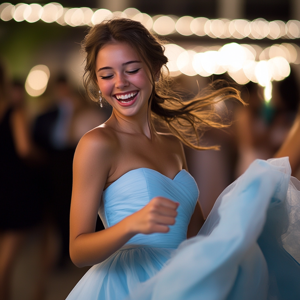 A girl dressing on a prom night | Source: Midjourney