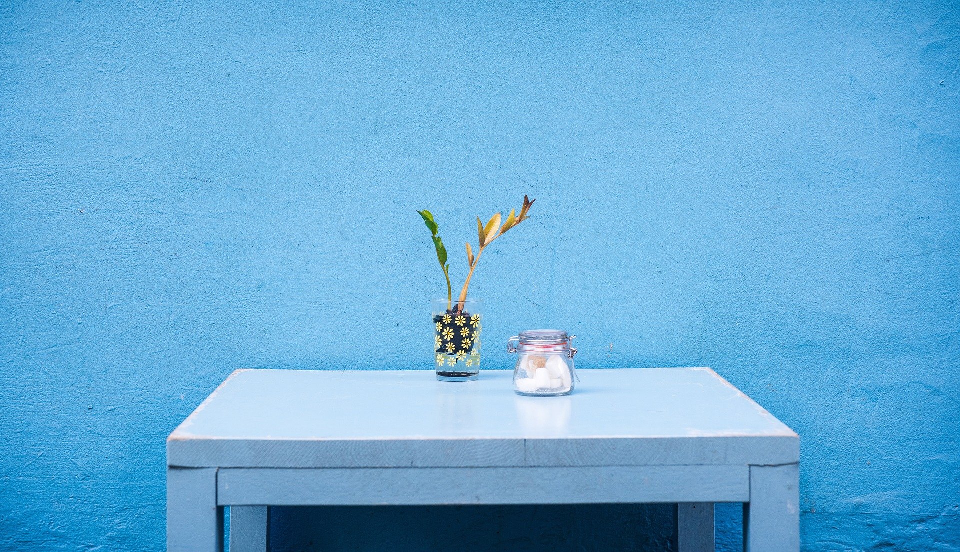 Pared pintada de azul. Fuente: Pixabay Pared pintada de azul. Fuente: Pixabay