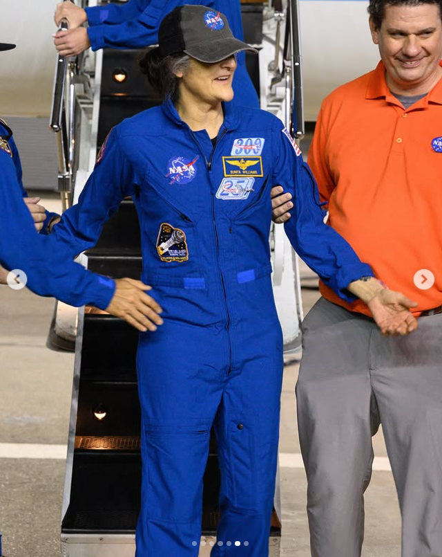 Sunita “Suni” William is supported by NASA personnel | Source: Instagram/nasajohnson