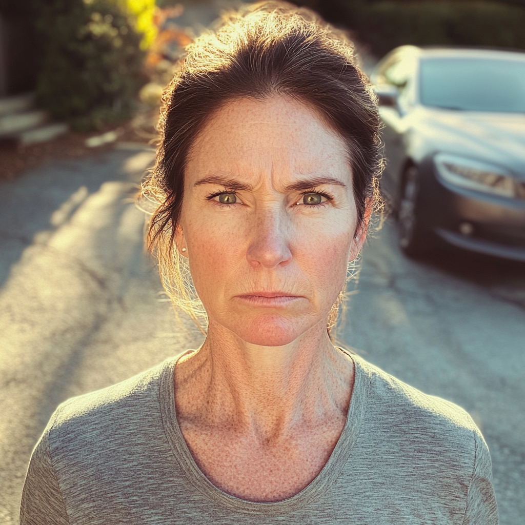 An angry woman standing in a driveway | Source: Midjourney