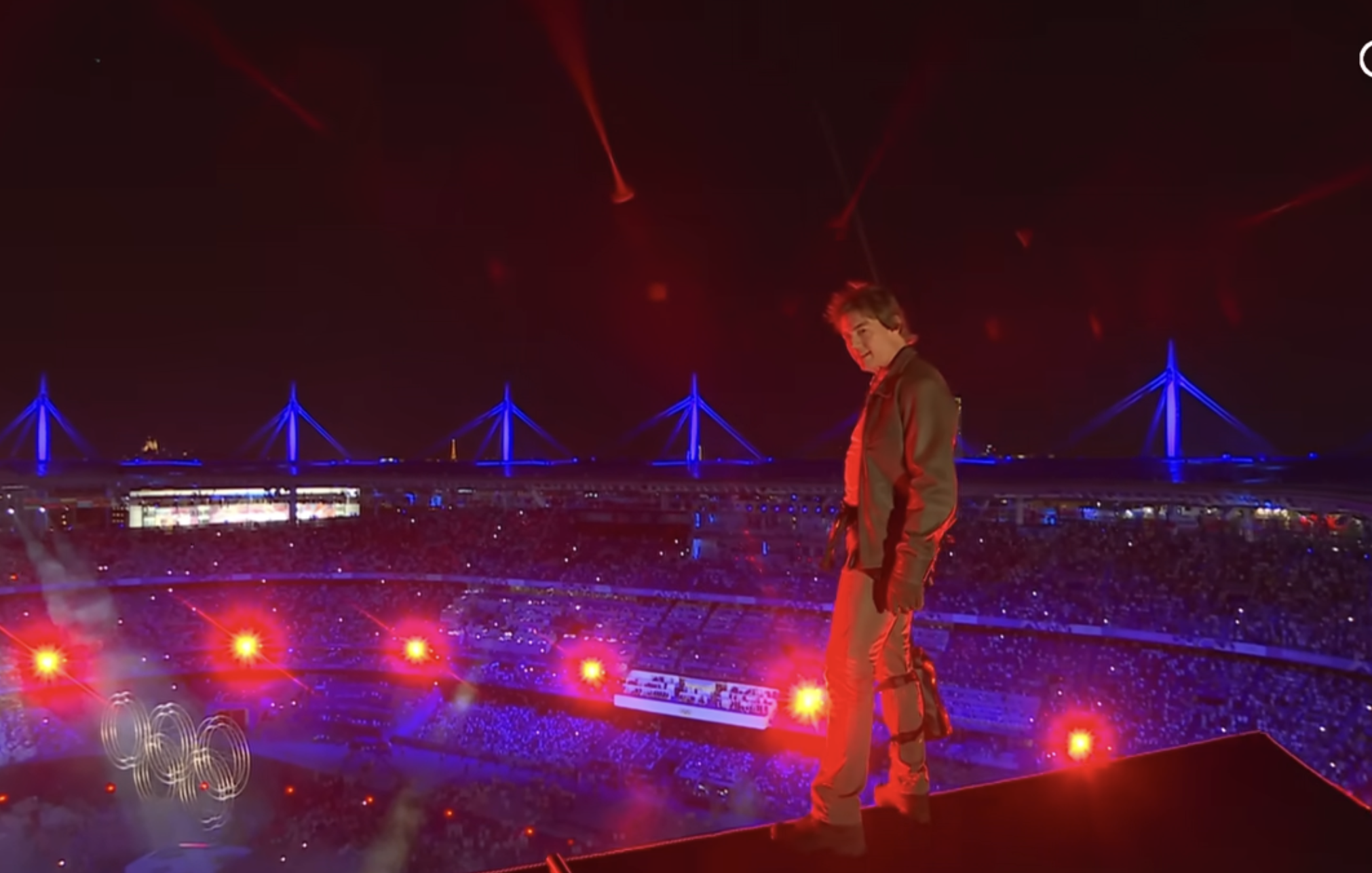 Tom Cruise interacting with spectators during the closing ceremony of the 2024 Olympic Games on August 11 in Paris, France. | Source: YouTube/Olympics