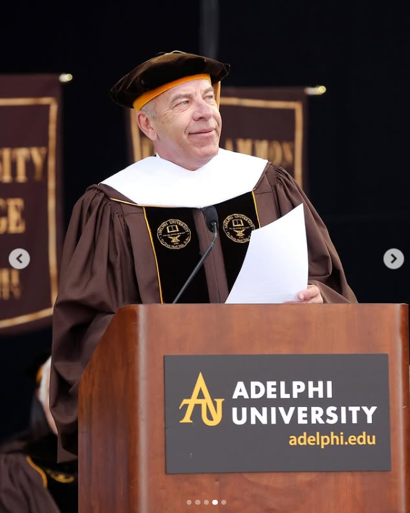 Al Trautwig delivers a commencement speech at Adelphi University, posted on February 25, 2025 | Source: Instagram/aupanthers