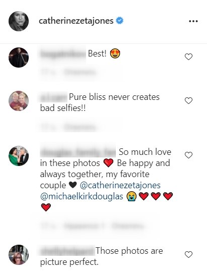 A screenshot of fans' comments on Catherine Zeta-Jones' post on social media. | Photo: Instagram/catherinezetajones
