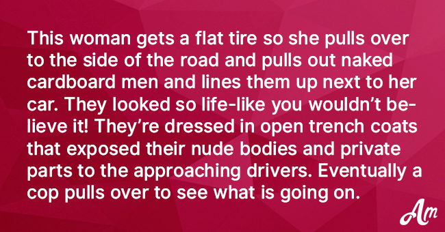 Woman Blocks Traffic With Naked Cardboard Men 