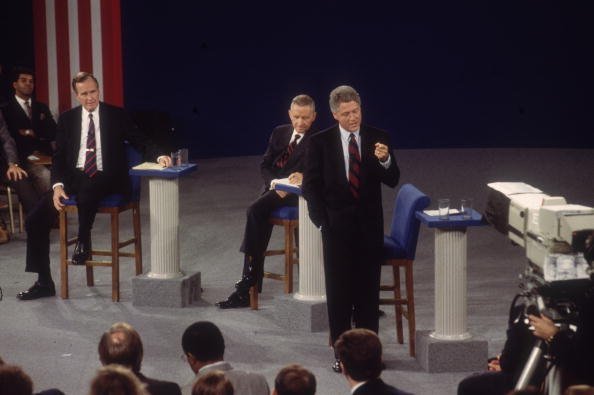 George H. W. Bush, Ross Perot, and Bill Clinton during the second presidential debate on October 15, 1992 | Source: Getty Images