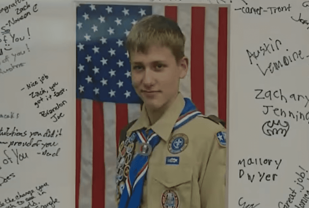 A picture of Zack Randolph in an Eagle Scout uniform.│Source: youtube.com/KPRC 2 Click2Houston KPRC 2 Click2Houston