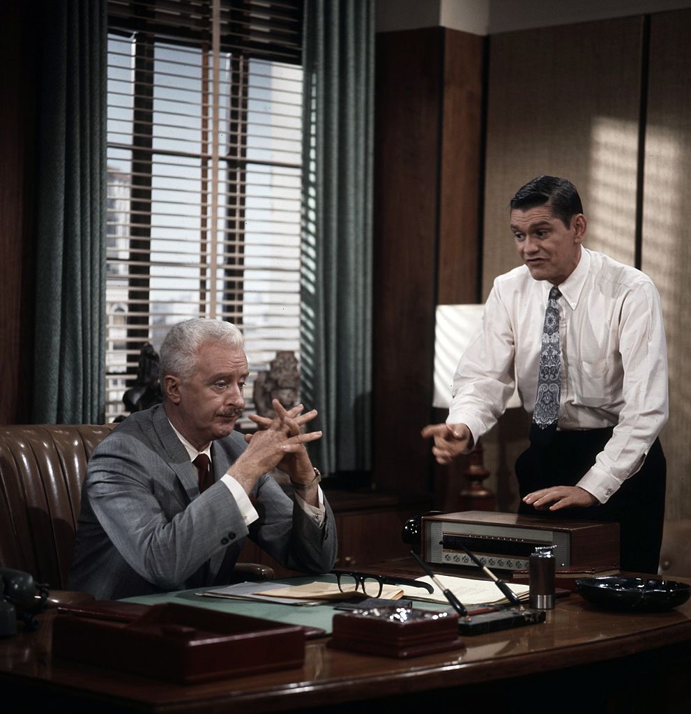 "Bewitched" episode "George, The Warlock" - Airdate: April 22, 1965. In the photo: David White and Dick York. | Source: Getty Images