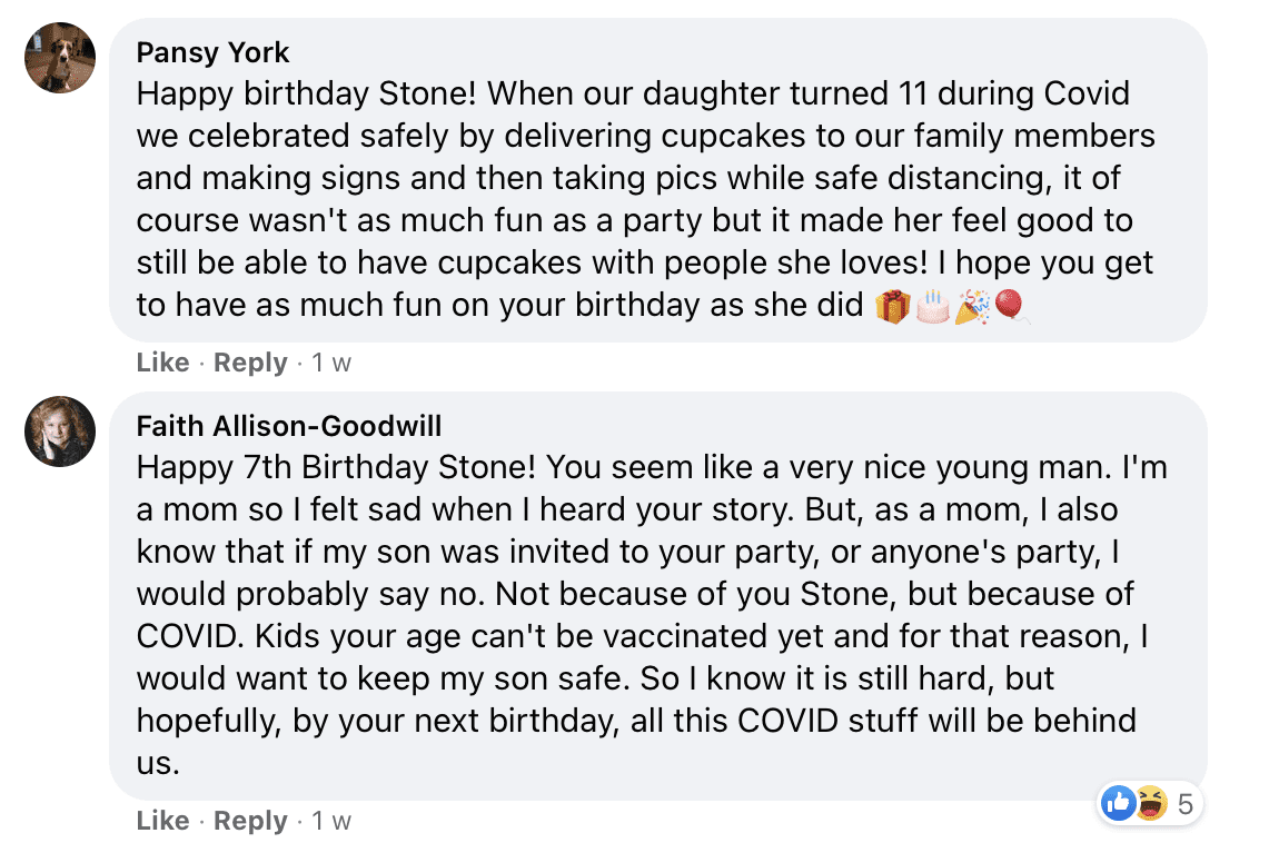 Netizens left heartfelt wishes for Stone on his birthday. | Photo: facebook.com/mckenzie13abc