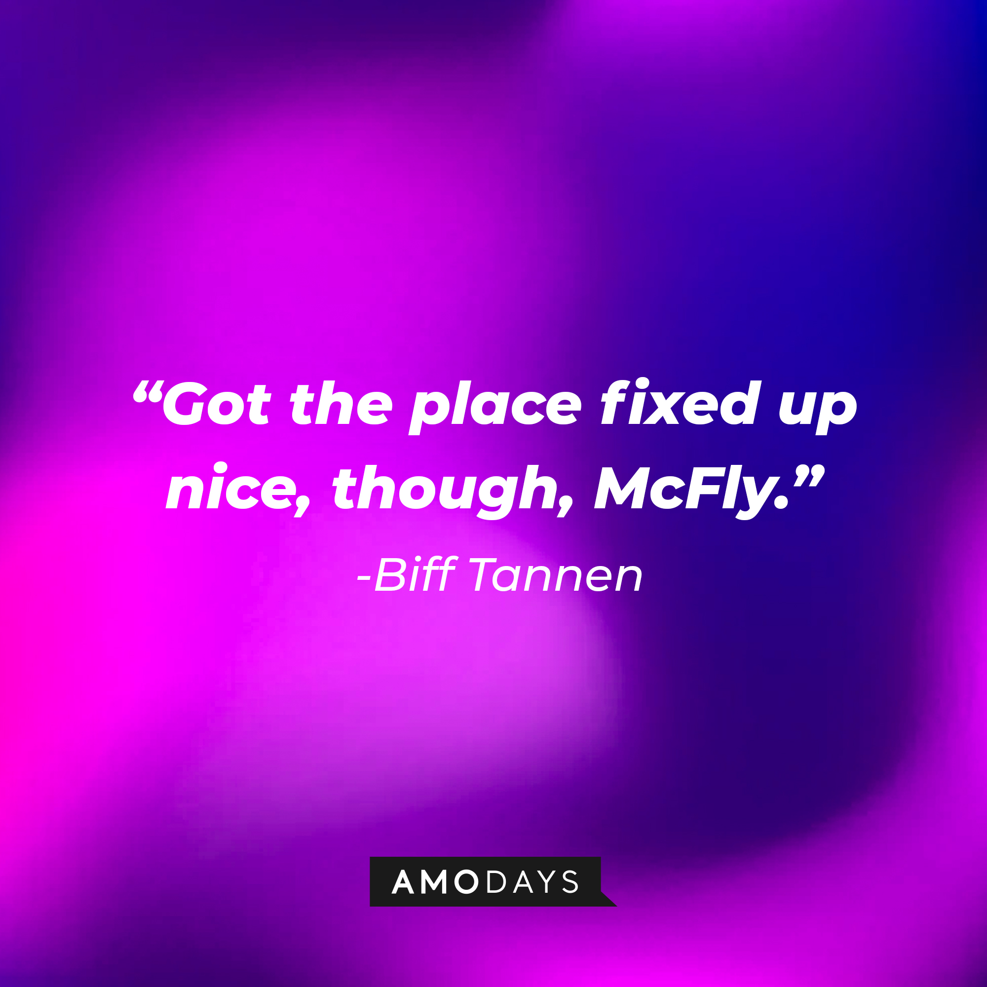 Biff Tannen’s quote: “Got the place fixed up nice, though, McFly.” | Source: AmoDays