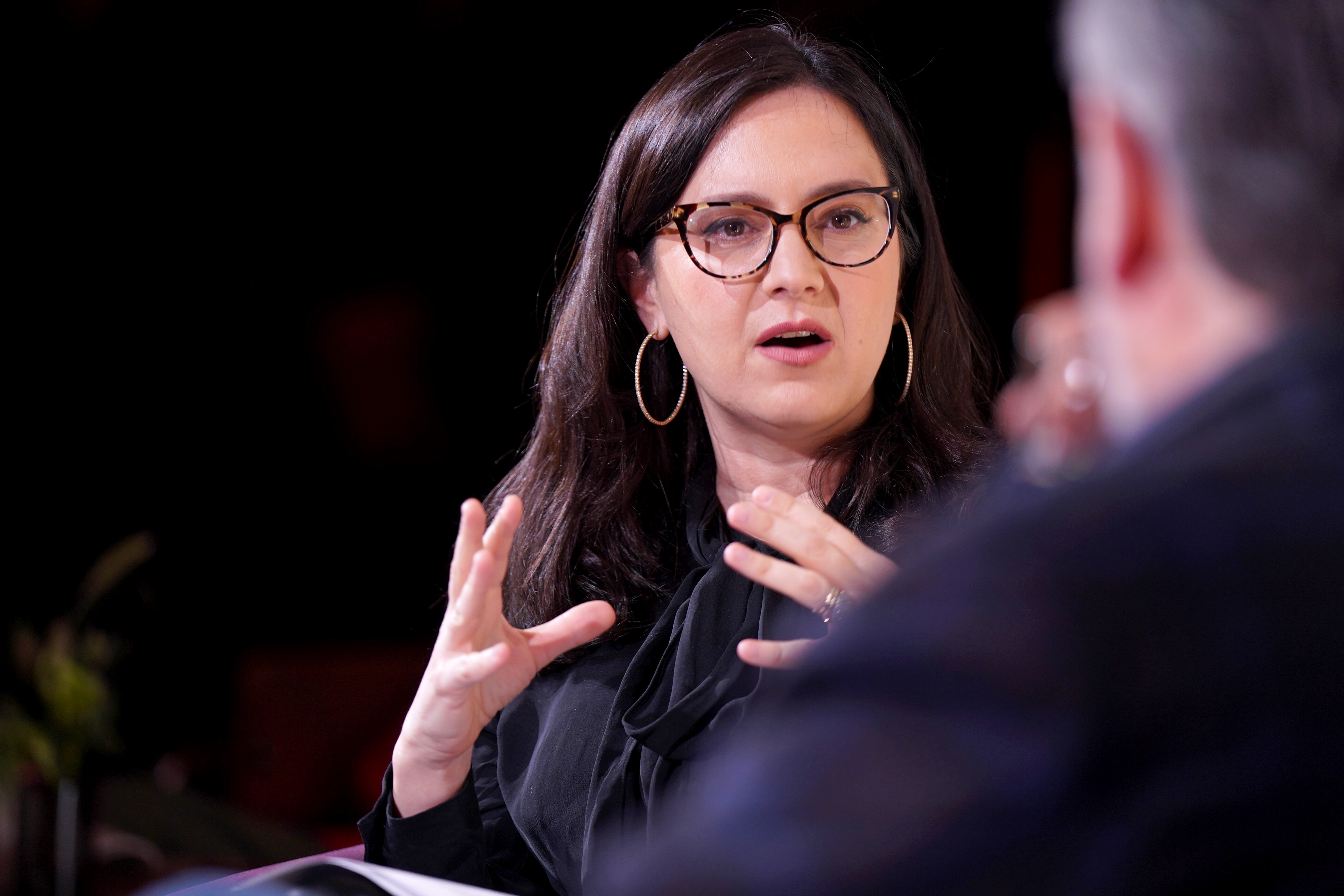 Bari Weiss speaks during a live taping of “Honestly” in Washington, D.C., on January 18, 2025 | Source: Getty Images