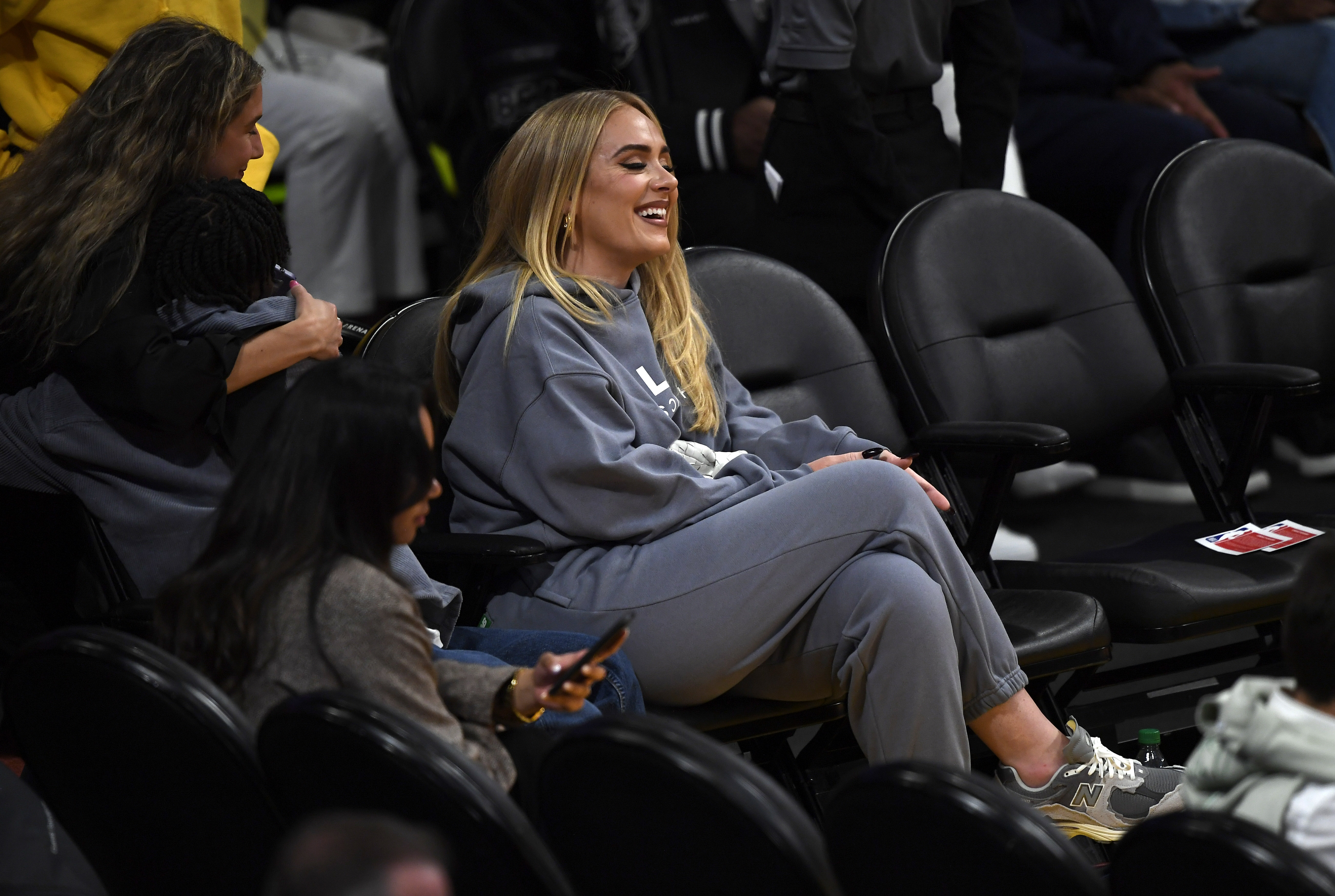 Adele attends the basketball game between Los Angeles Lakers and Memphis Grizzlies Round 1 Game 6 of the 2023 NBA Playoffs against Los Angeles Lakers in Los Angeles, California on April 28, 2023 | Source: Getty Images