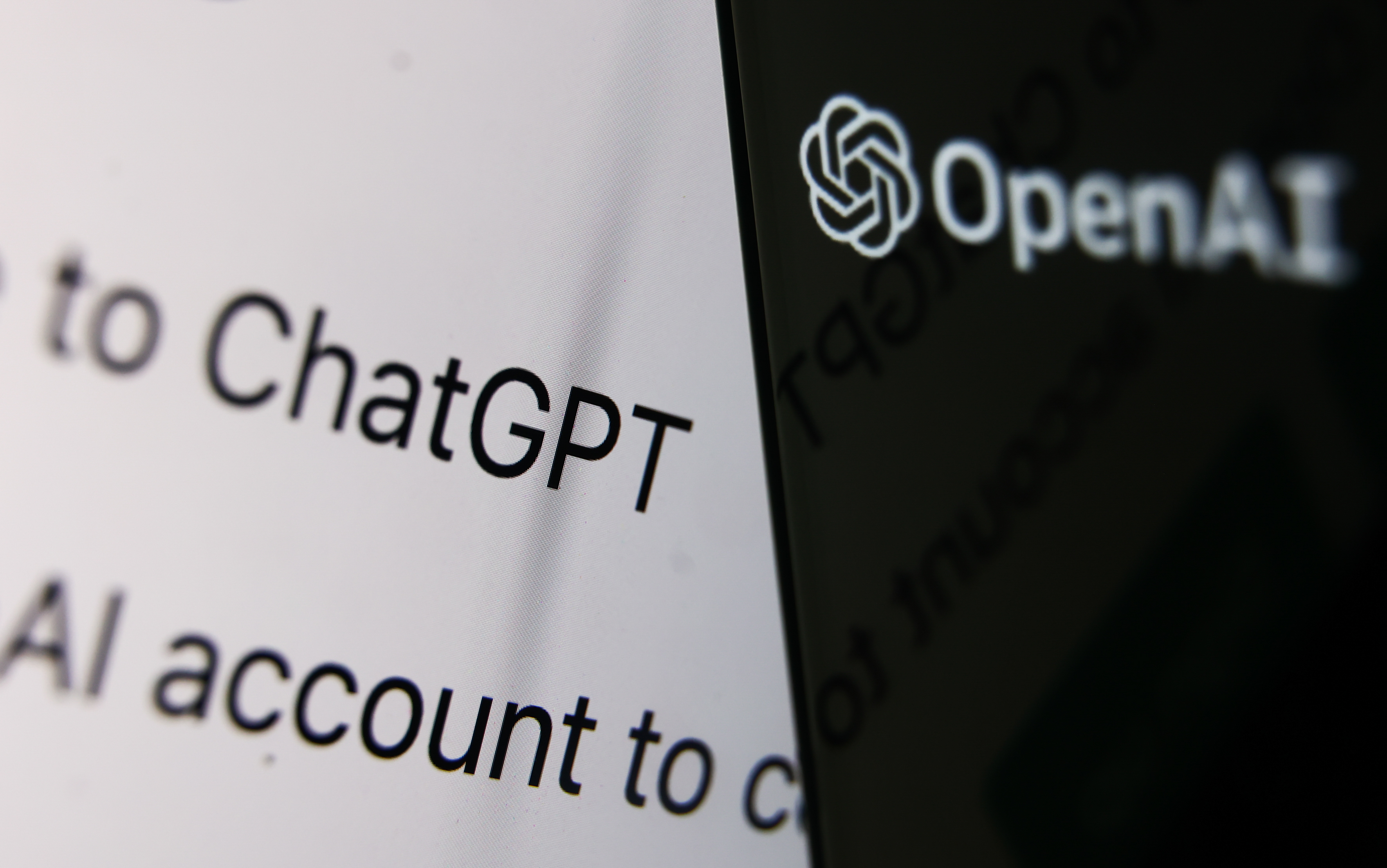 OpenAI and ChatGTP's logo displayed in a photo of a laptop screen taken in Krakow, Poland. | Source: Getty Images