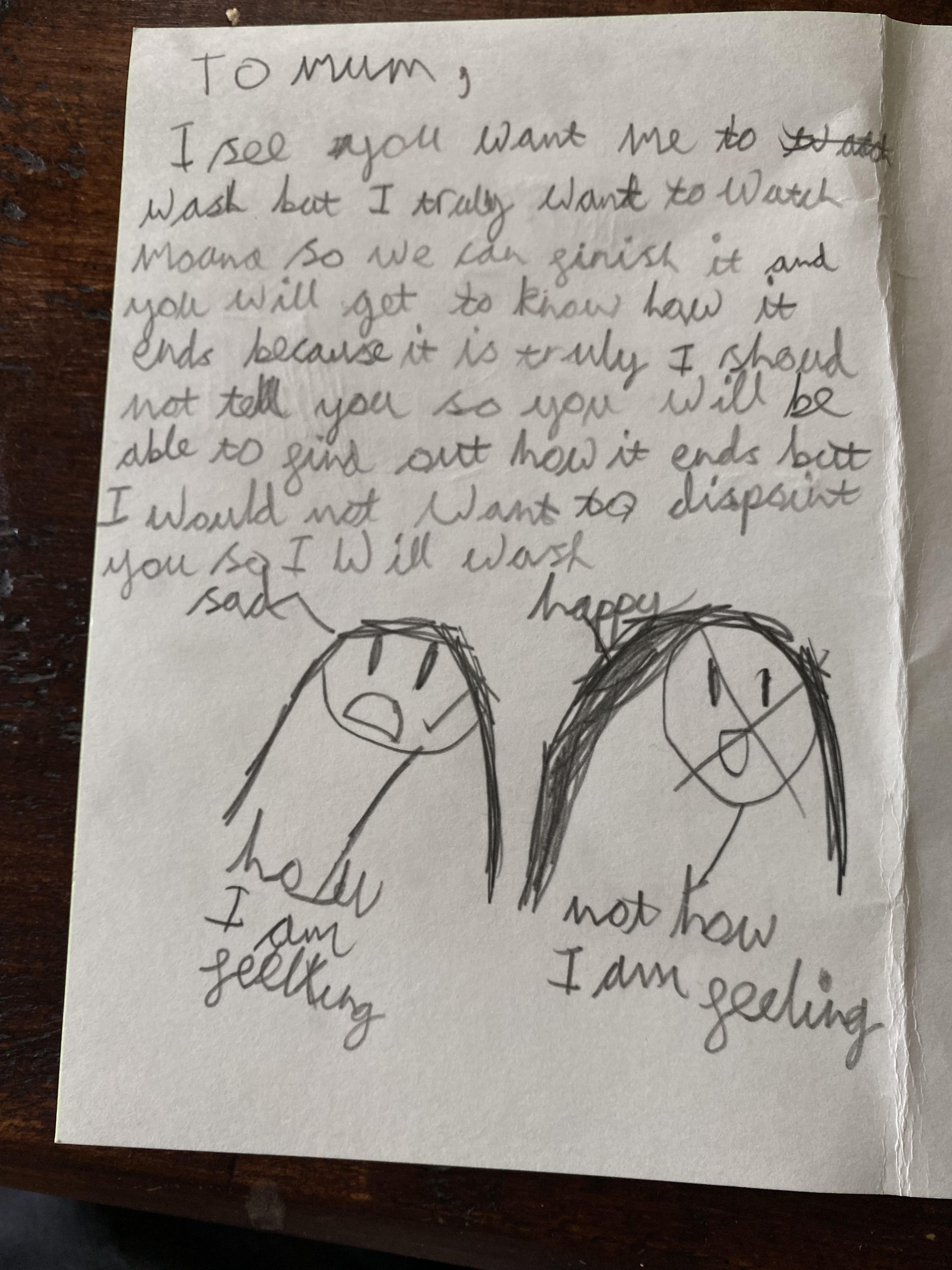 La carta de la niña. | Foto: Reddit/erakat/