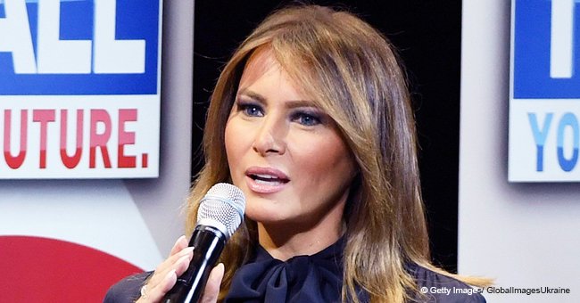 Melania Trump Flaunts Her Model Legs in Navy Blue Dress during 'Be Best' Tour in Las Vegas