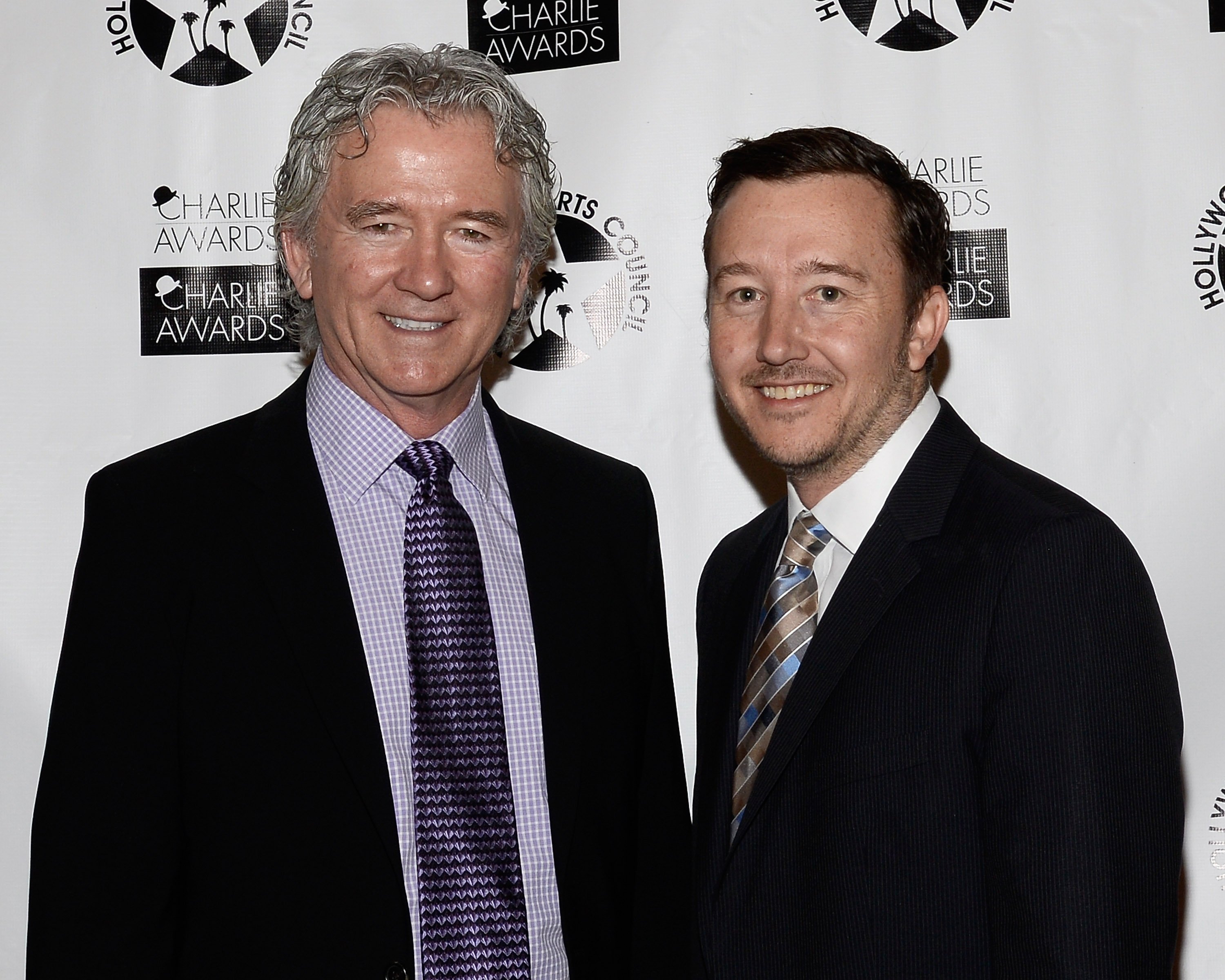 Patrick Duffy and Padraic Duffy pose during their attendance at the 29th Annual Charlie Awards Luncheon by The Hollywood Arts Council at Hollywood Roosevelt Hotel on May 1, 2015, in Hollywood, California. | Source: Getty Images