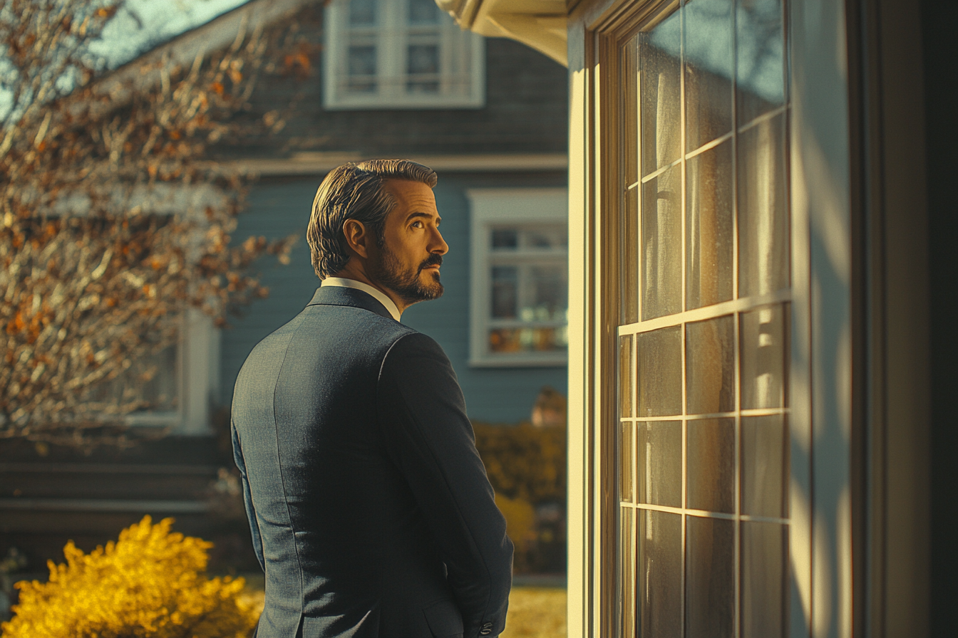 A man looking at his house, thinking | Source: Midjourney