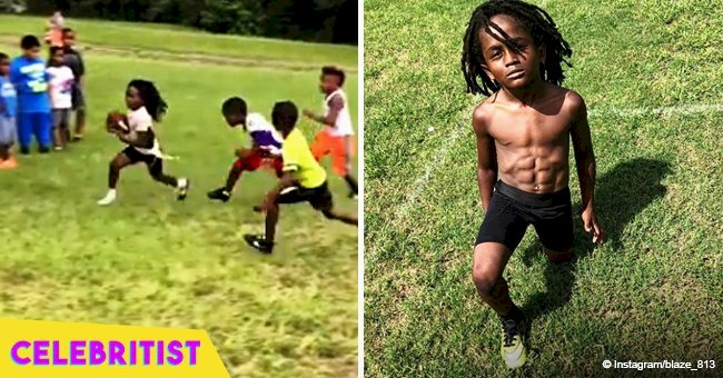 7-year-old boy with six-pack abs goes viral, performing like a 'beast' on the football field