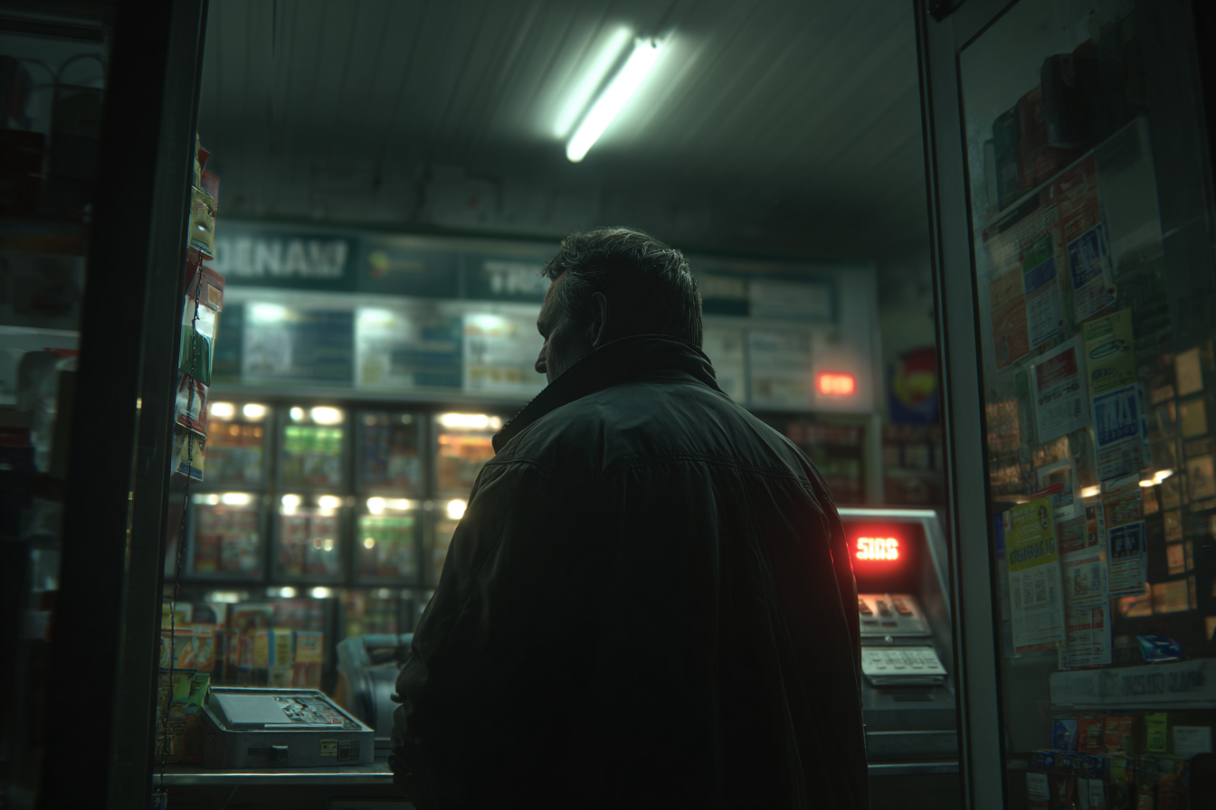 A man standing behind a counter | Source: Midjourney
