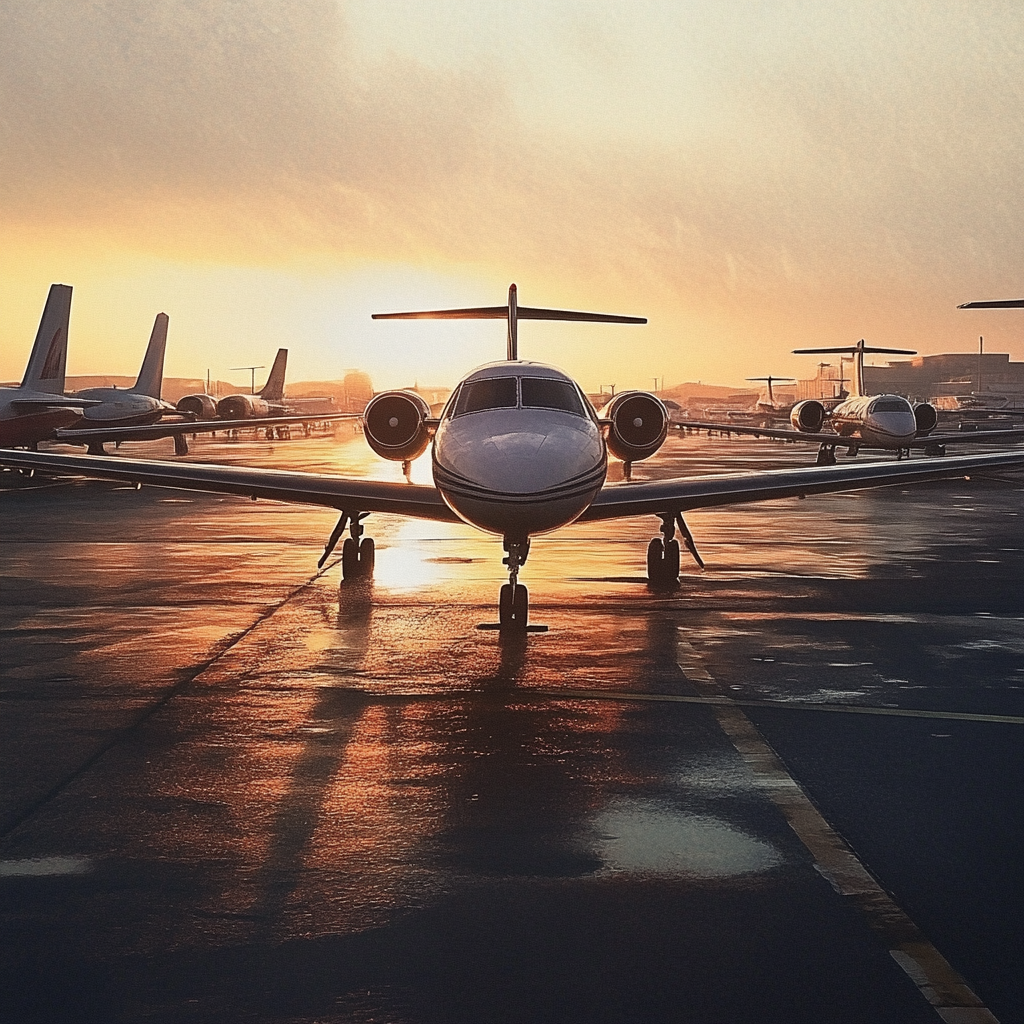 An imagined hangar with aircraft | Source: Midjourney