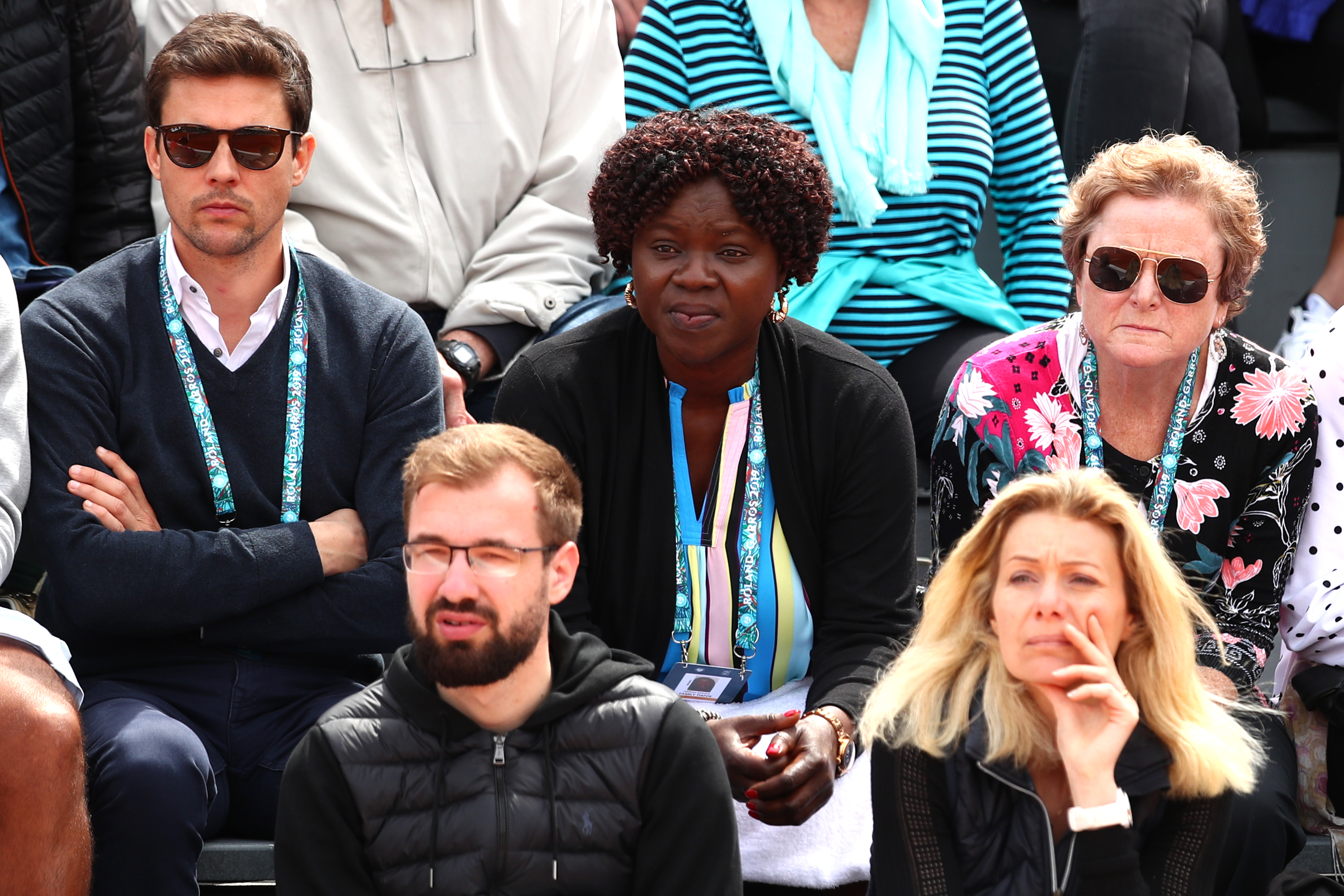 Alphina Tiafo watches his son Frances Tiafoe during the men's singles first-round match against Filip Krajinovic of Serbia during Day two of the 2019 French Open at Roland Garros on May 27, 2019, in Paris, France. | Source: Getty Images