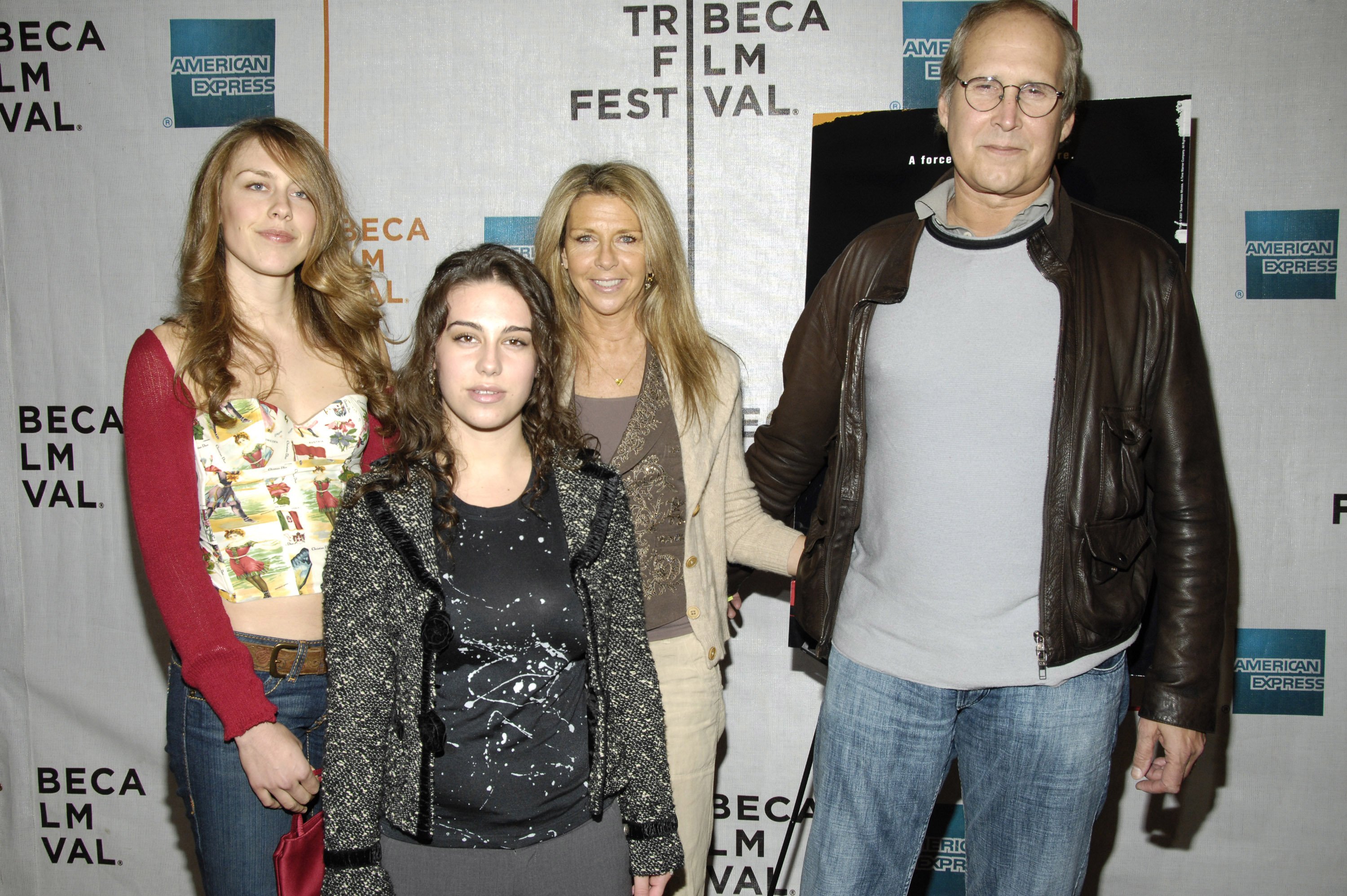Cydney Chase, Caley Chase, Jayni Chase, and Chevy Chase at the screening of "Brando" on April 26, 2007 | Source: Getty Images