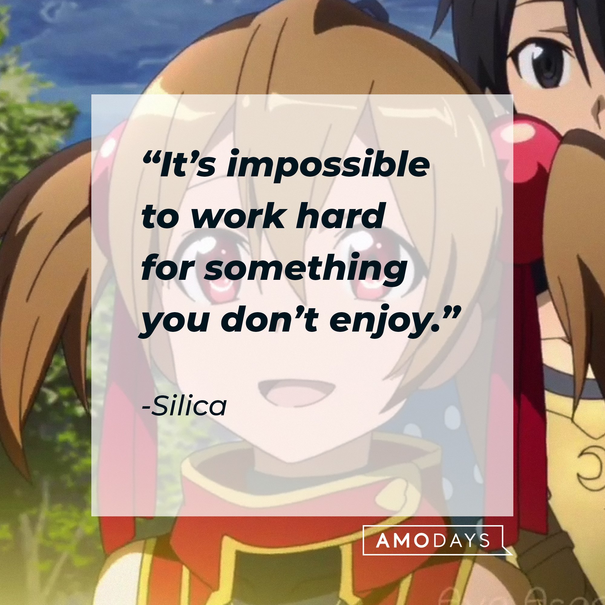 Silica’s quote: “It’s impossible to work hard for something you don’t enjoy.”  | Image: AmoDays