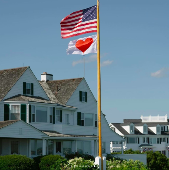 The flagpoles hoisted during Mariah Kennedy Cuomo and Tellef Lundevall's wedding weekend, posted on July 24, 2024 | Source: Instagram/taylormadeexperience