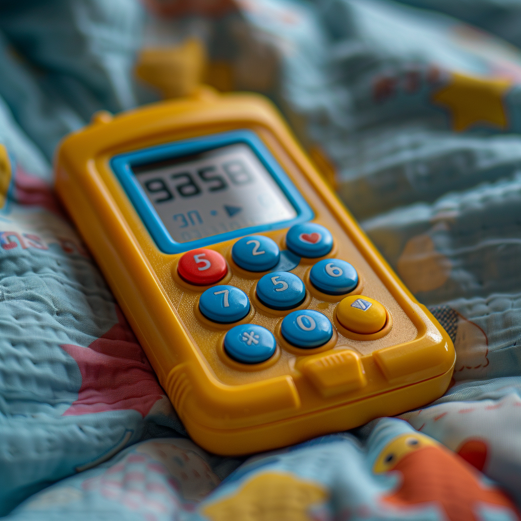 A closeup shot of a small kid's toy phone | Source: Midjourney