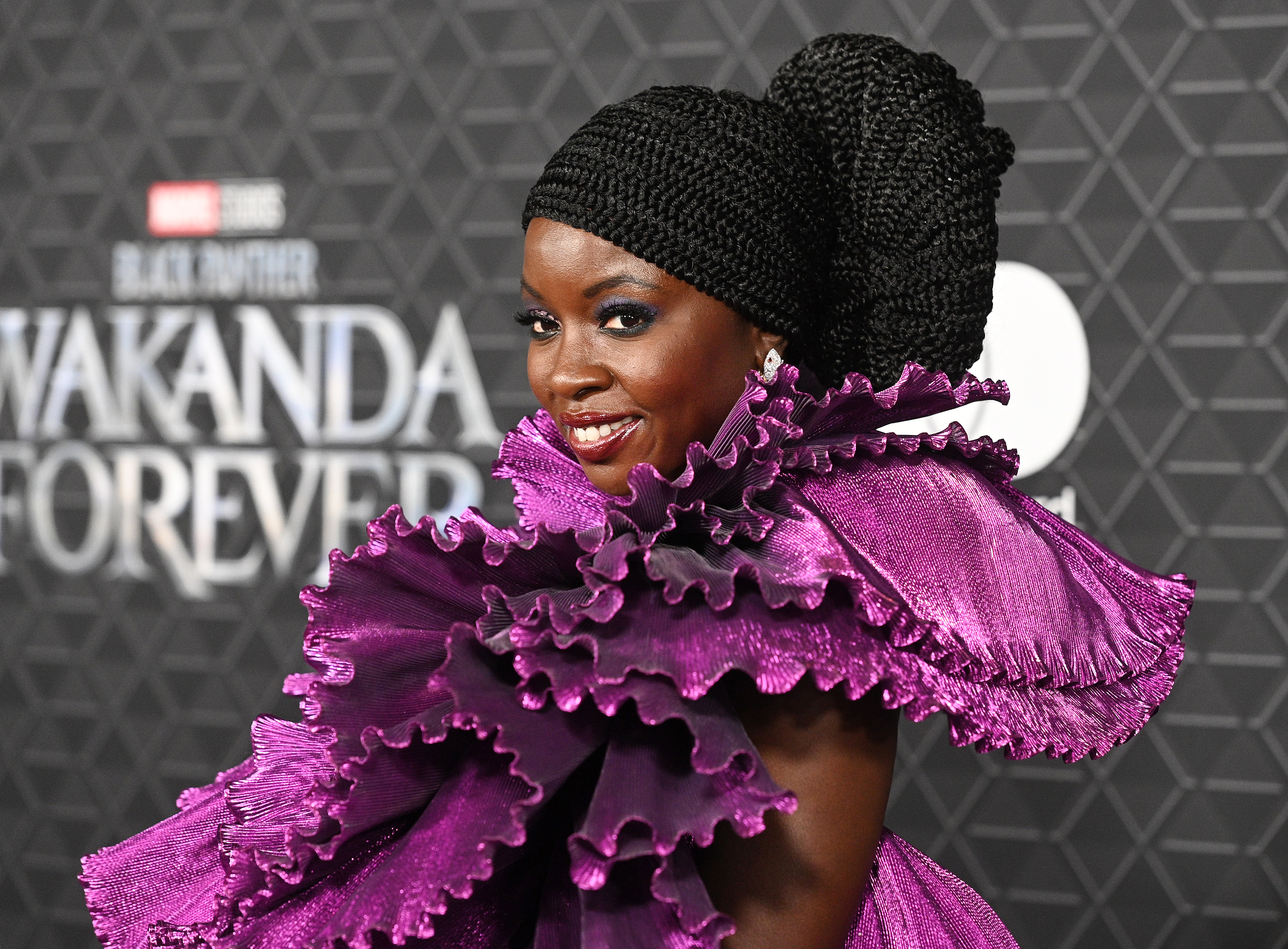 Danai Gurira attend the world premiere of Marvel Studios "Black Panther: Wakanda Forever" at the Dolby Theatre on October 26, 2022, in Los Angeles, California. | Source: Getty Images