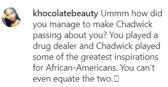 A fan's comment of Omari Hardwick's tribute to Chadwick Boseman. | Photo: Instagram/Omarihardwickofficial