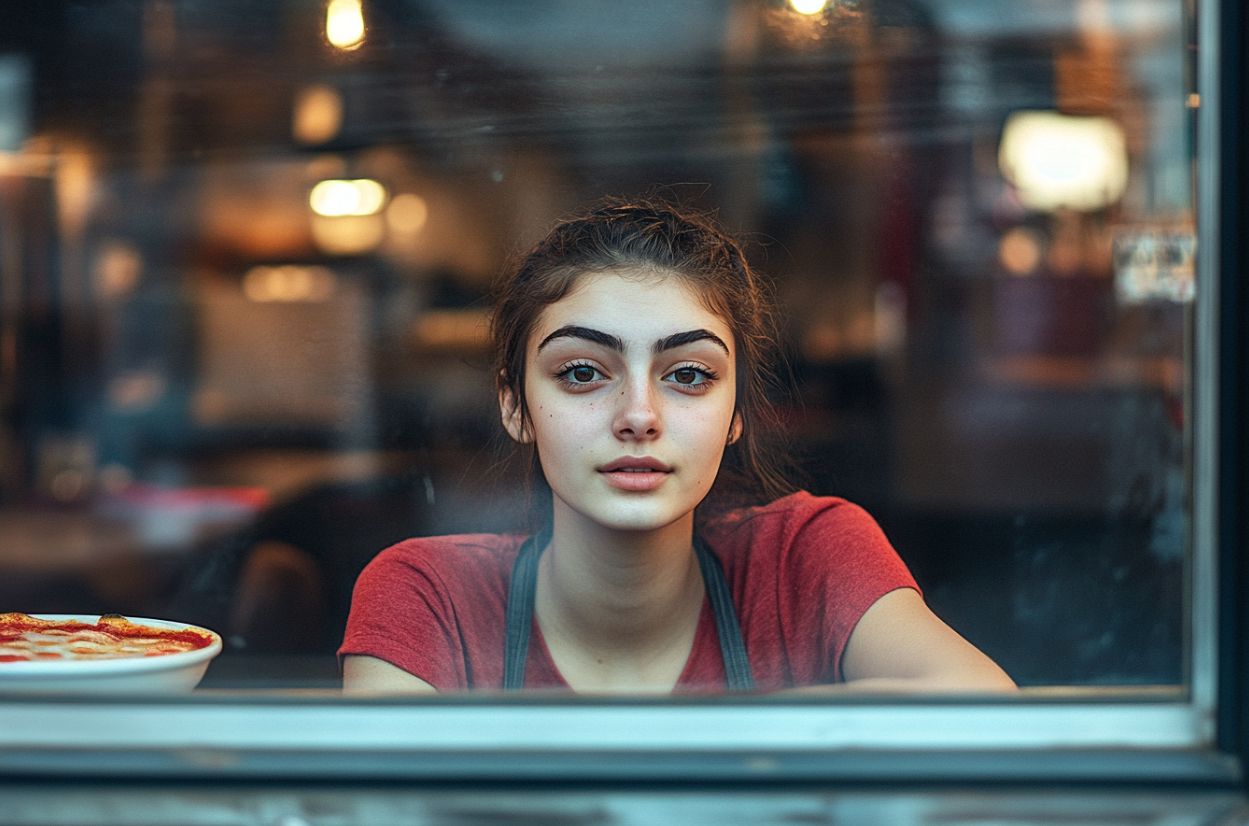 A woman looking through a window | Source: Midjourney