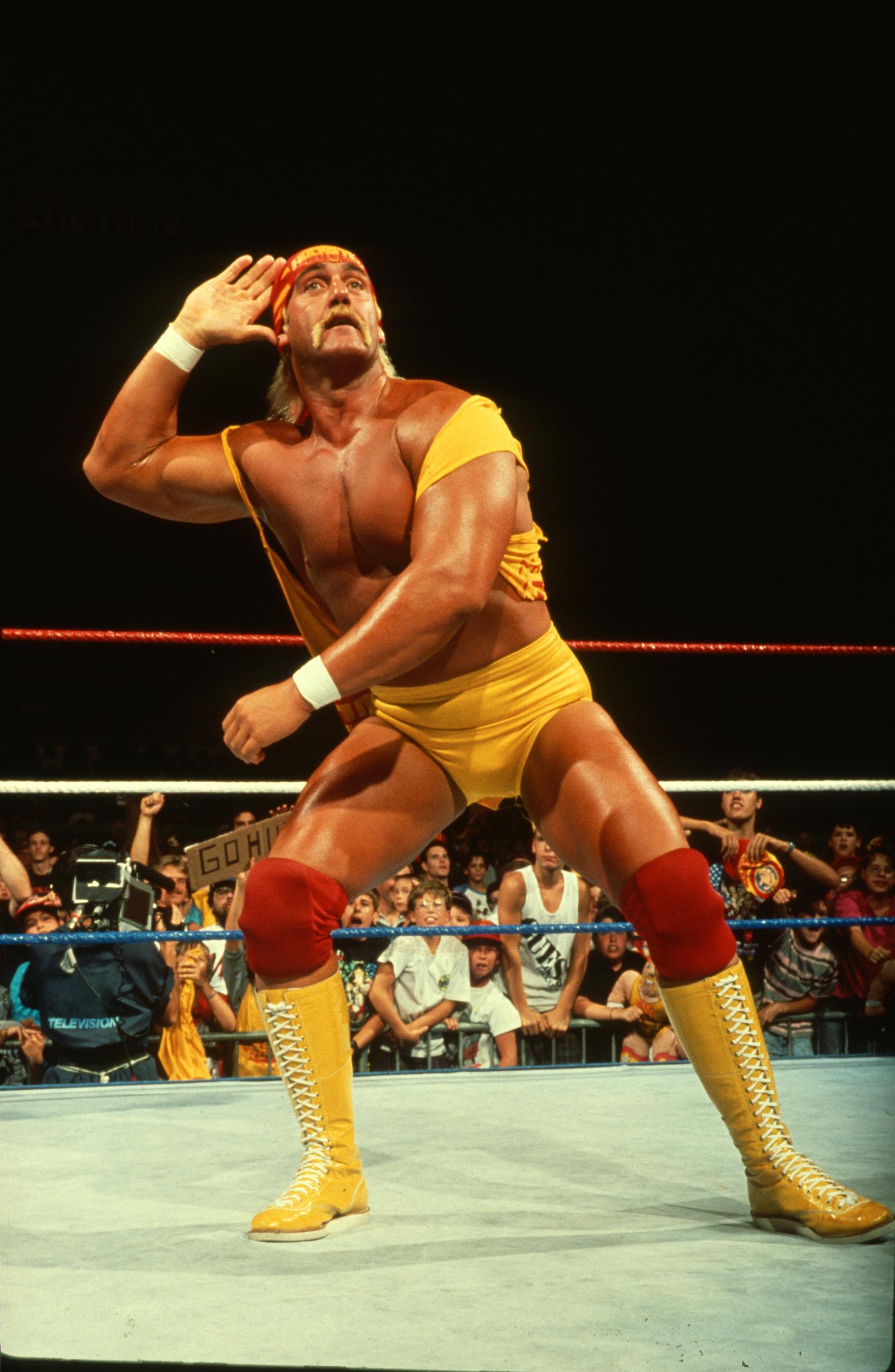 Hulk Hogan in ring during Wrestle Challenge at the Civic Center on July 30, 1991, in Portland, Maine. | Source: Getty Images