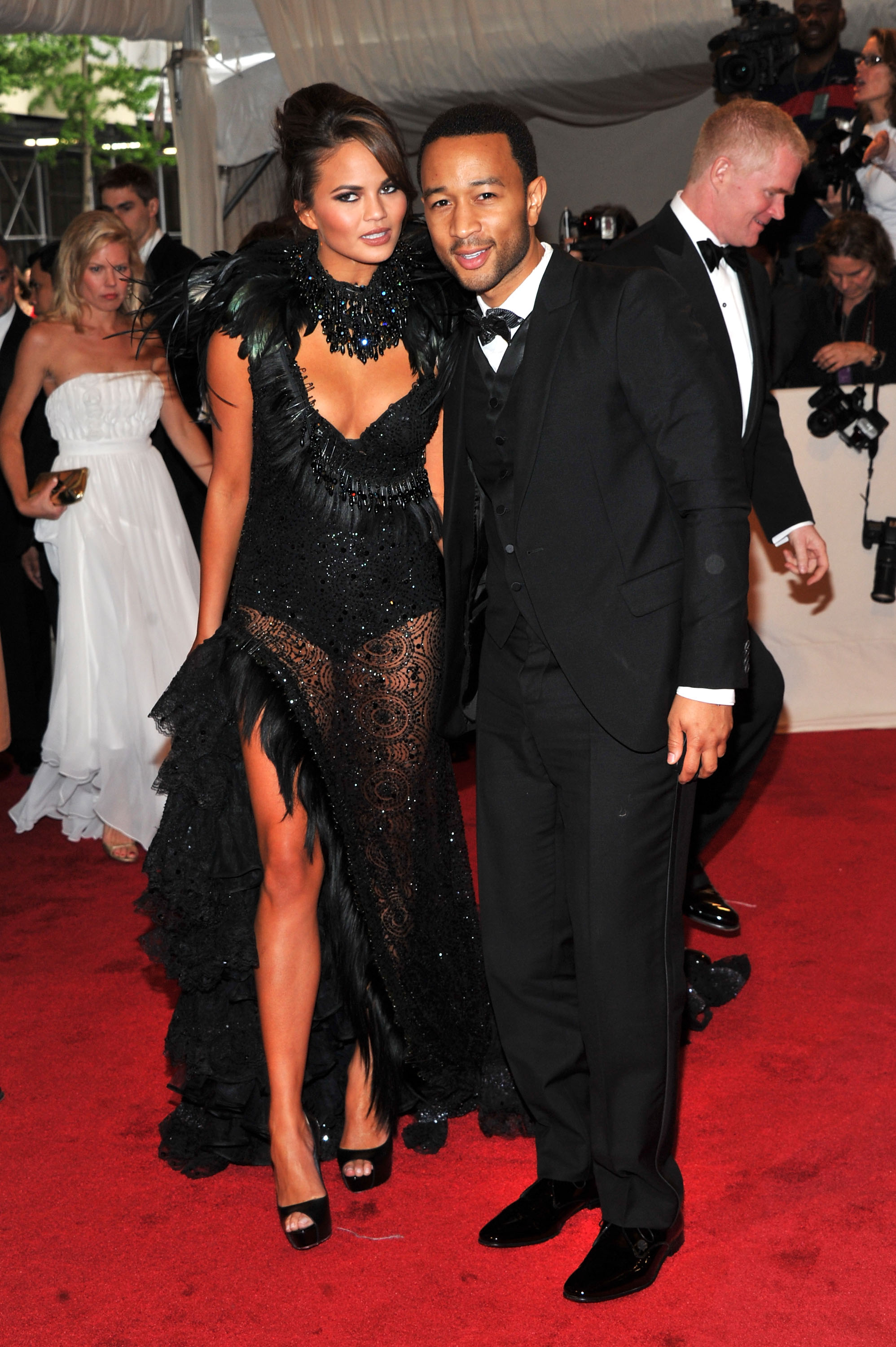 Chrissy Teigen and John Legend during the "Alexander McQueen: Savage Beauty" Costume Institute Gala at The Metropolitan Museum of Art on May 2, 2011, in New York City. | Source: Getty Images