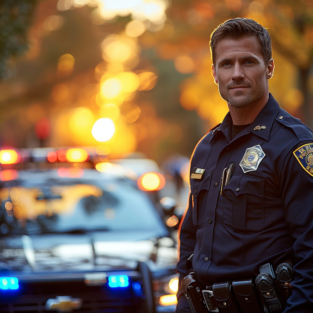 A police officer during sunset | Source: Midjourney