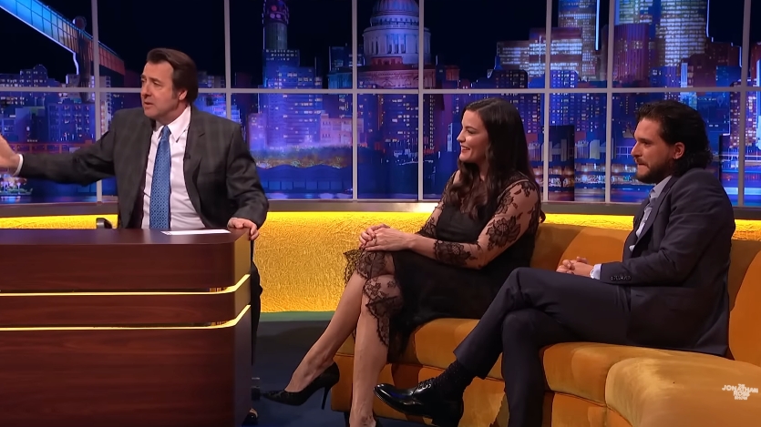 Kit Harington appeared on "The Jonathan Ross Show" in a video dated October 8, 2017, in which he looked back on the infamous April Fools' prank that left his then-fiancée, Rose Leslie, in tears and prompted her to jokingly warn him never to pull a stunt like that again. | Source: YouTube/The Jonathan Ross Show